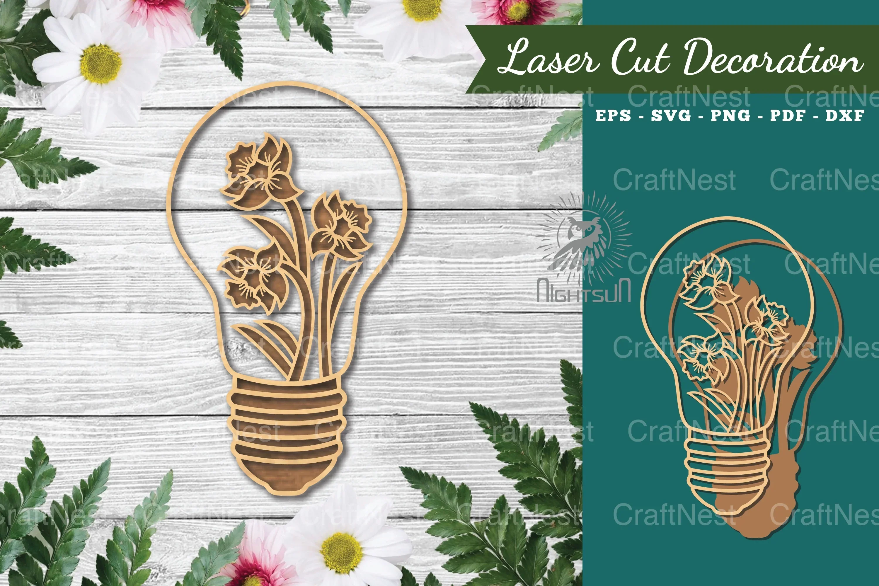 Laser Cut Flower Lamp Decoration Clipart Bundle