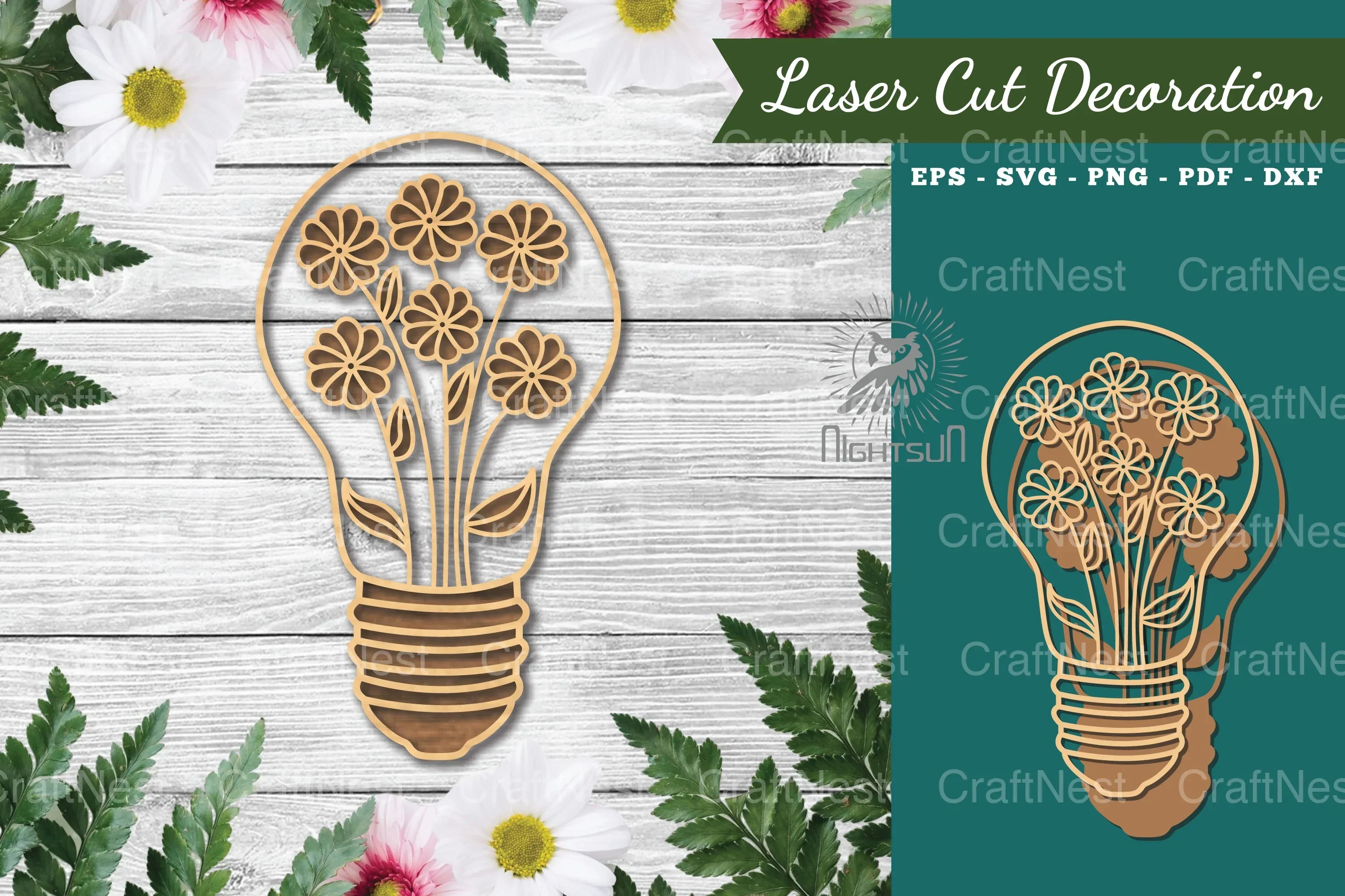 Laser Cut Flower Lamp Decoration Clipart Bundle