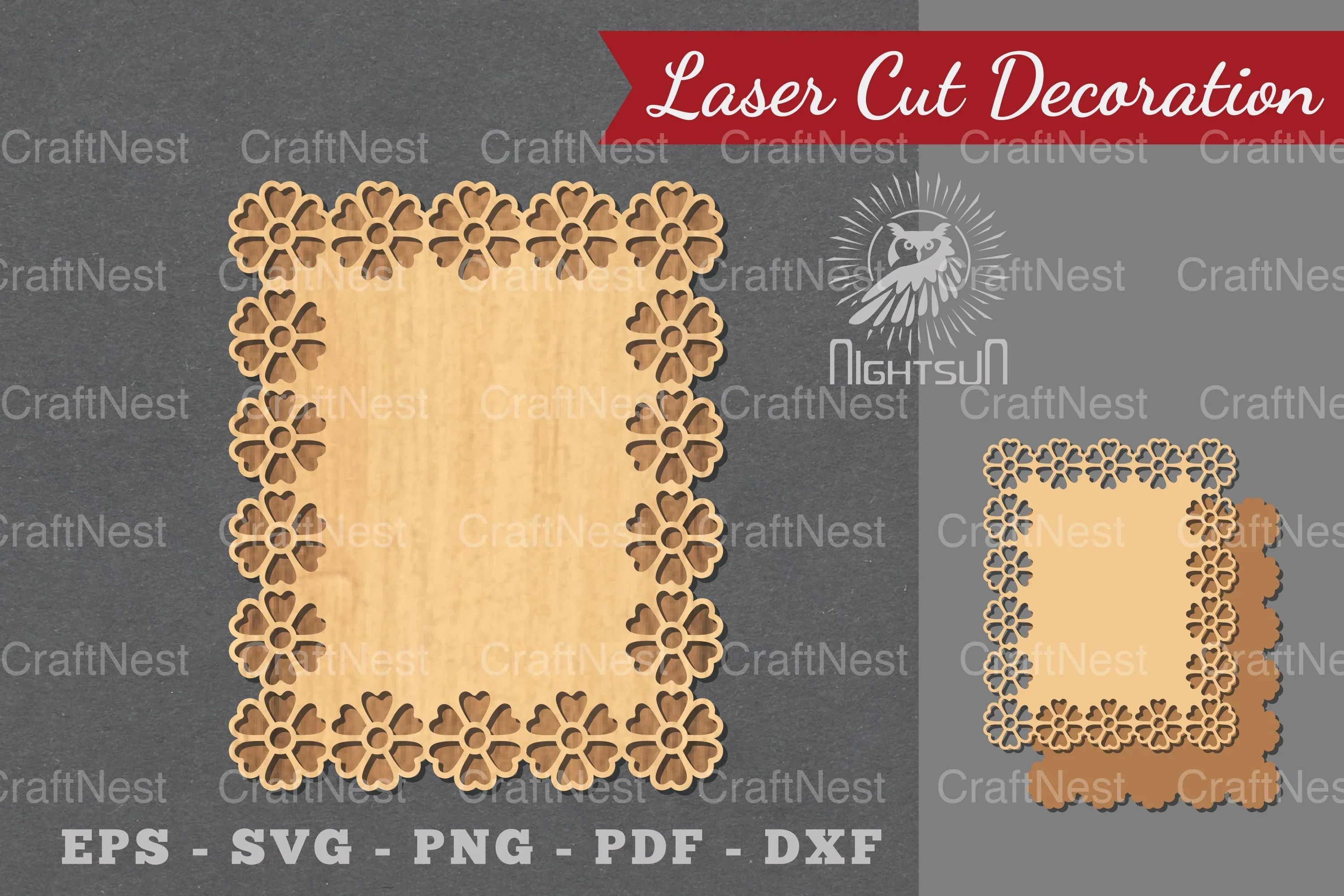 Laser Cut Flower Sign Decoration Clipart Bundle