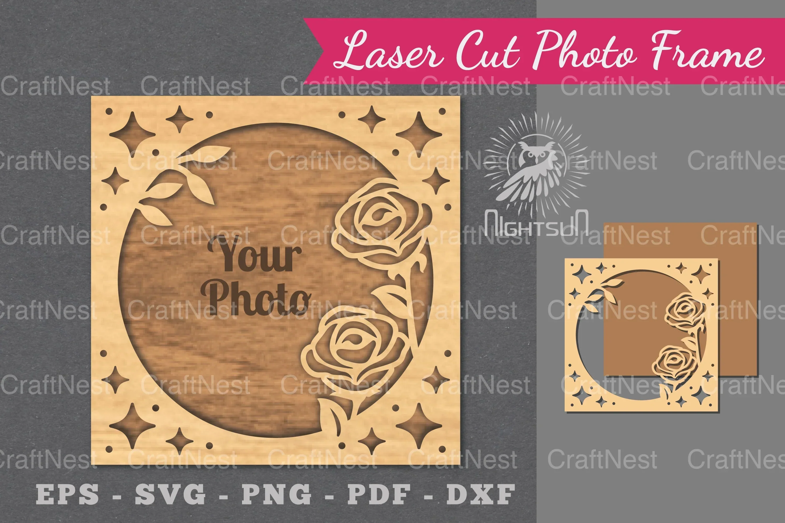 Laser Cut Flowers Photo Frame Clipart Bundle