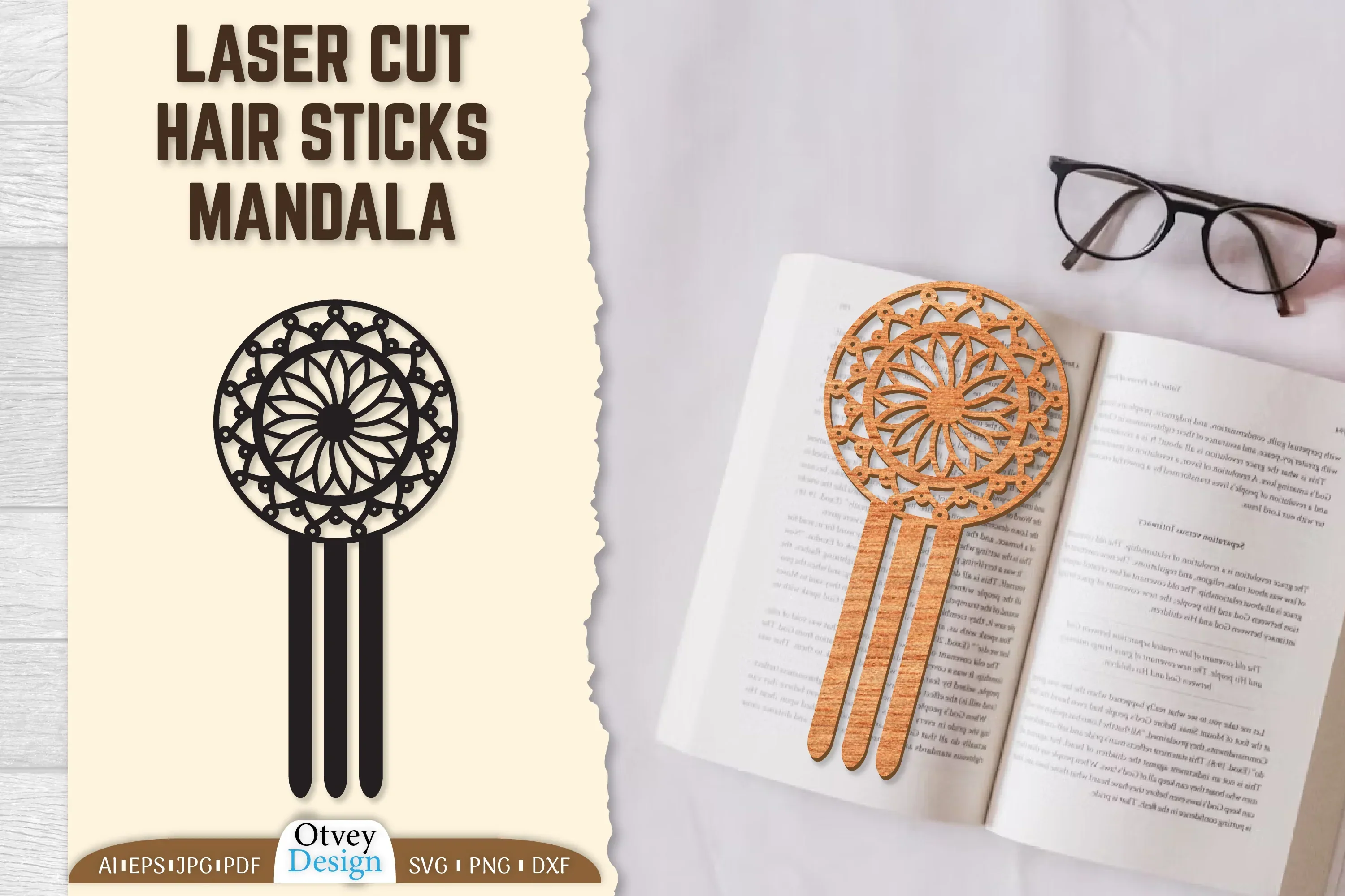 Laser Cut Hair Sticks Mandala SVG Bundle