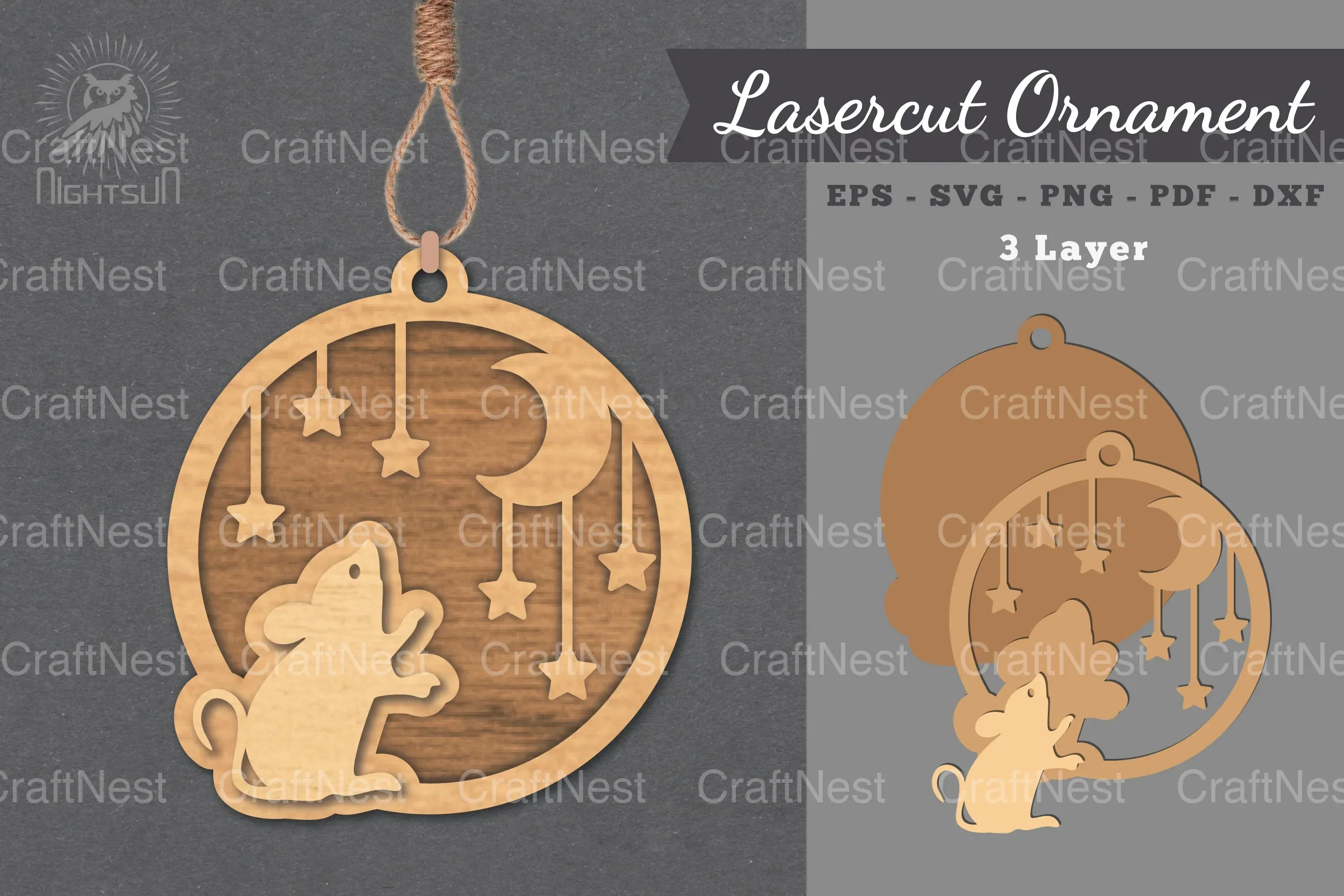 Laser Cut Mouse Ornament SVG Bundle