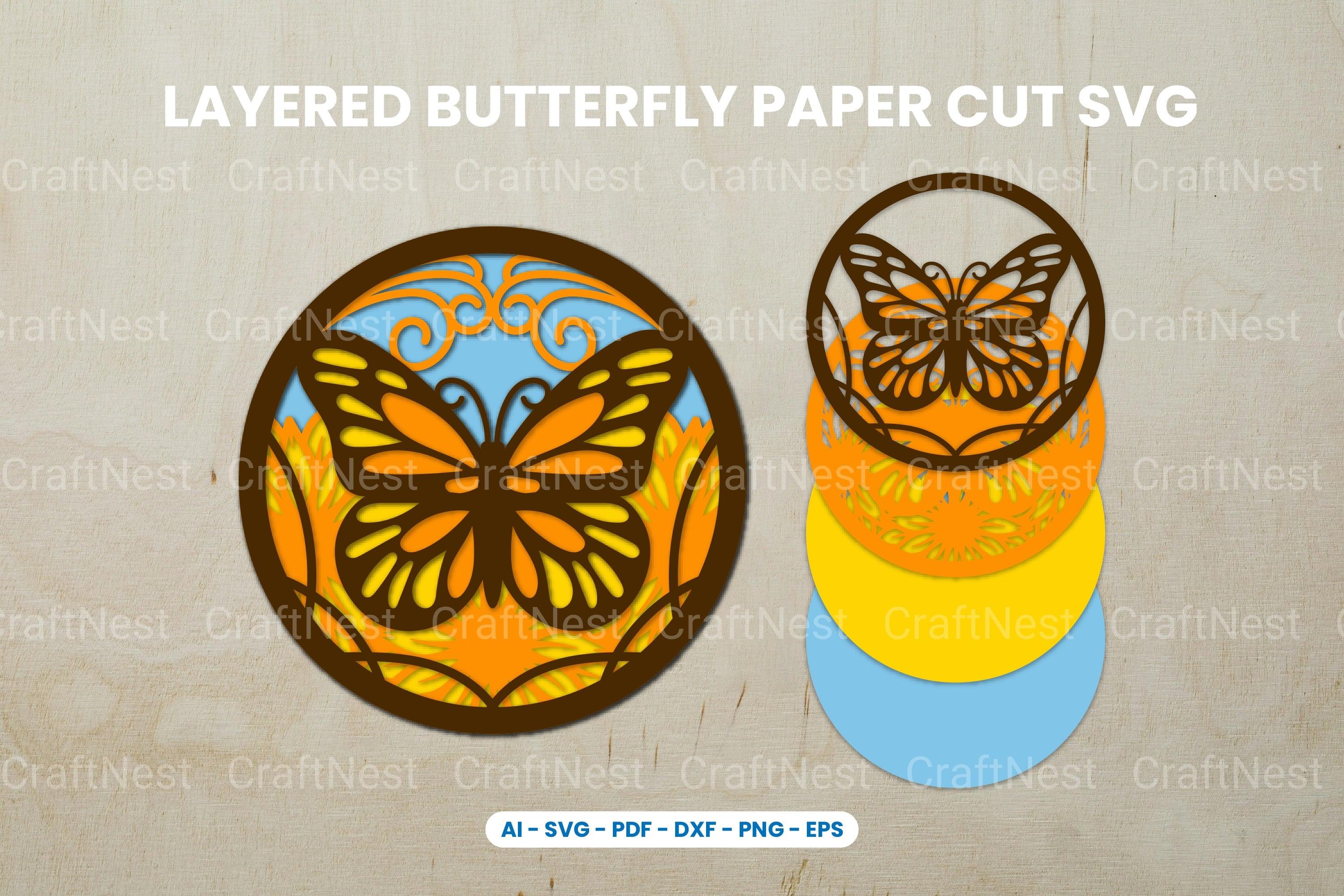 Layered Butterfly Paper Cut SVG Bundle