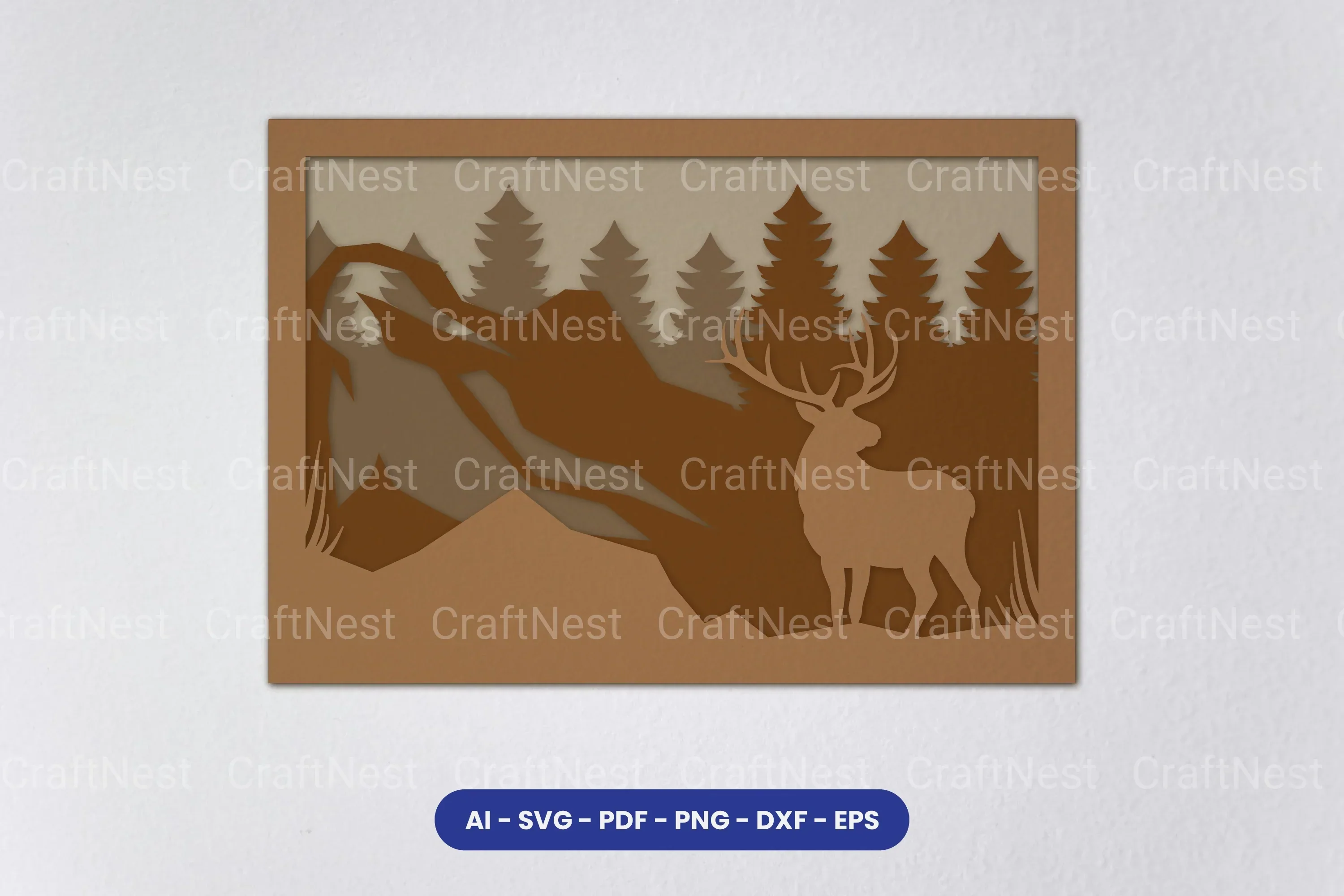 Layered Deer Forest Laser Cut SVG Bundle