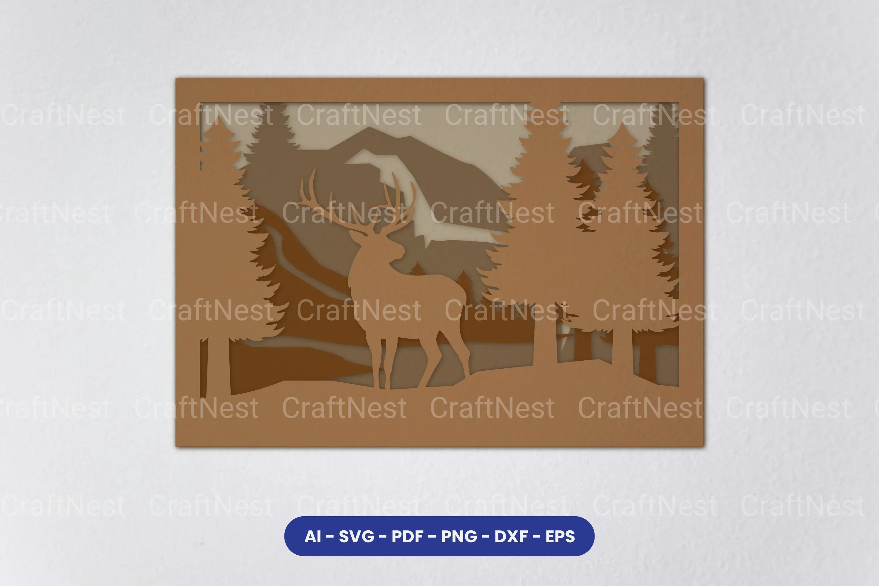 Layered Deer Forest Laser Cut SVG Bundle