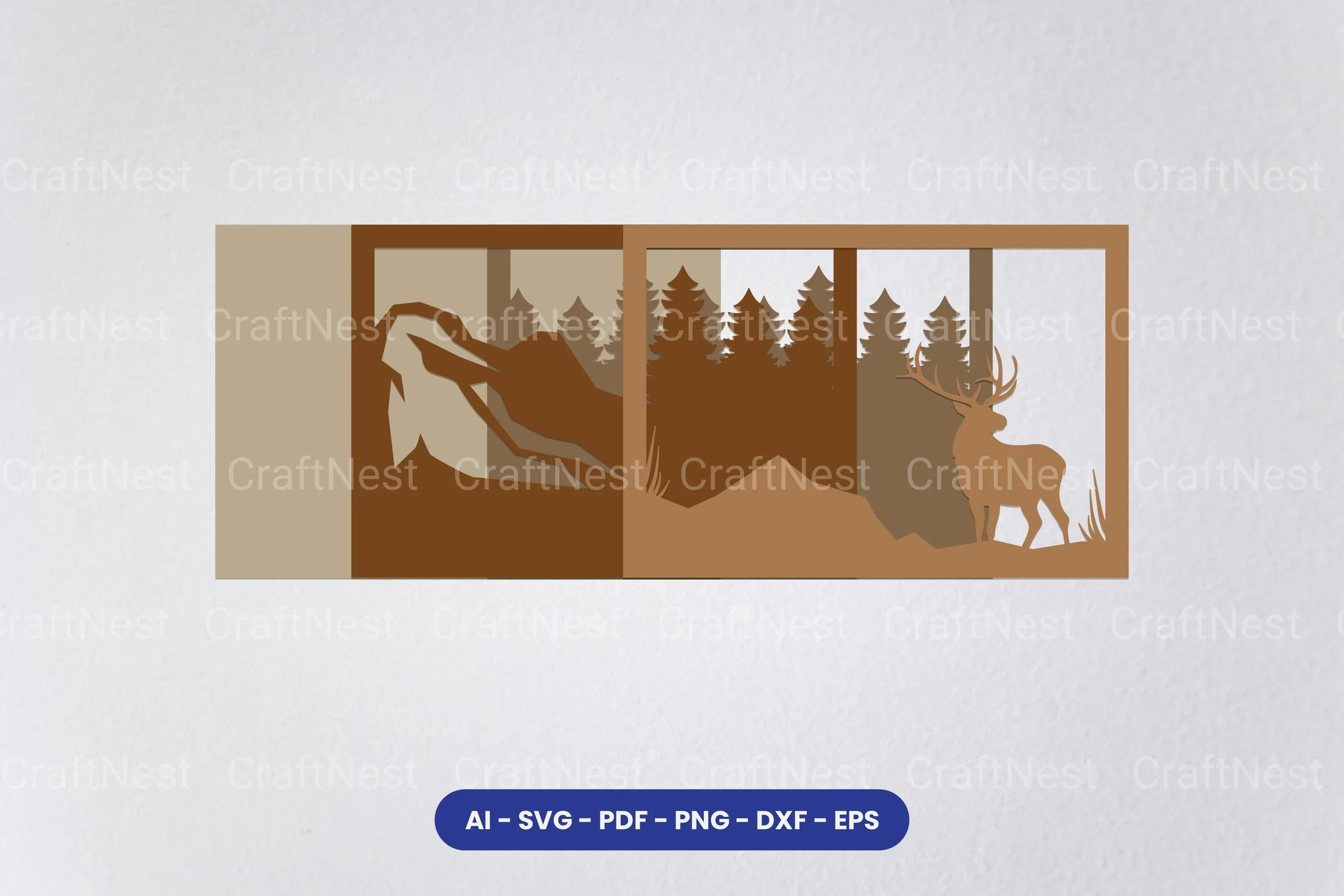 Layered Deer Forest Laser Cut SVG Bundle - Image 2