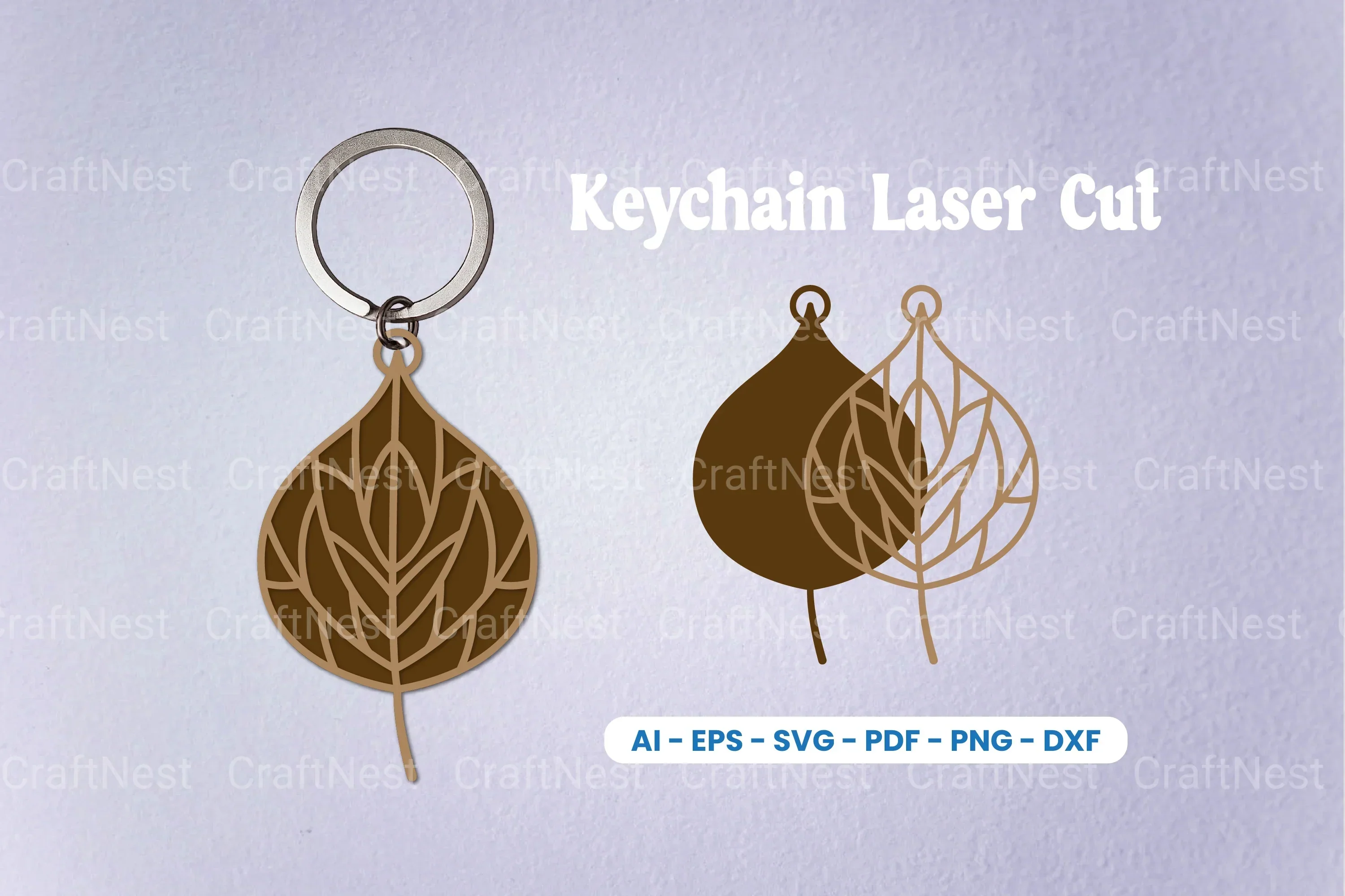 Leaf Keychain Laser Cut SVG Bundle Clipart