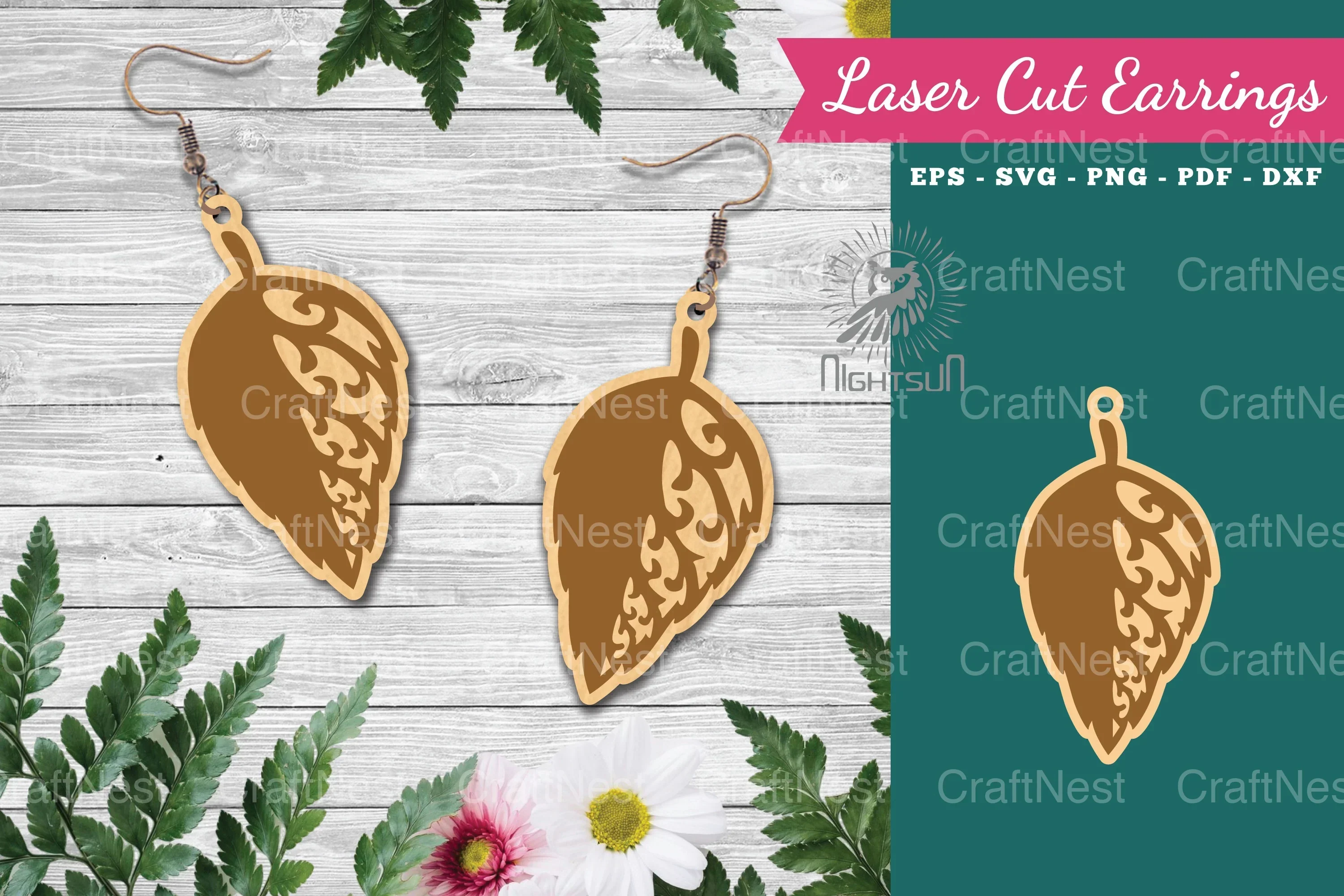 Leaves Laser Cut Earrings SVG Bundle
