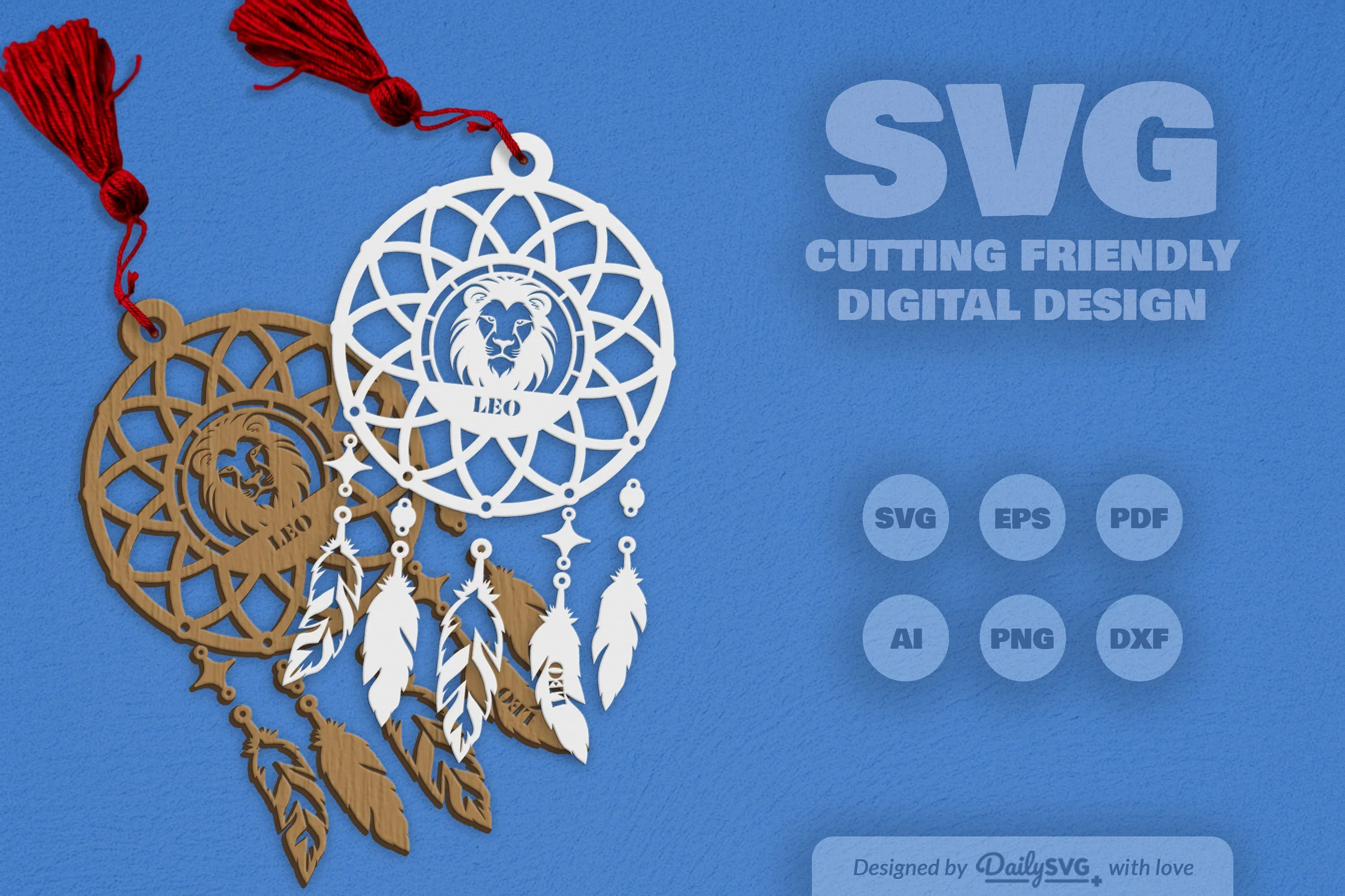 Leo Dream Catcher Laser Cut Set Clipart SVG Bundle - Image 10