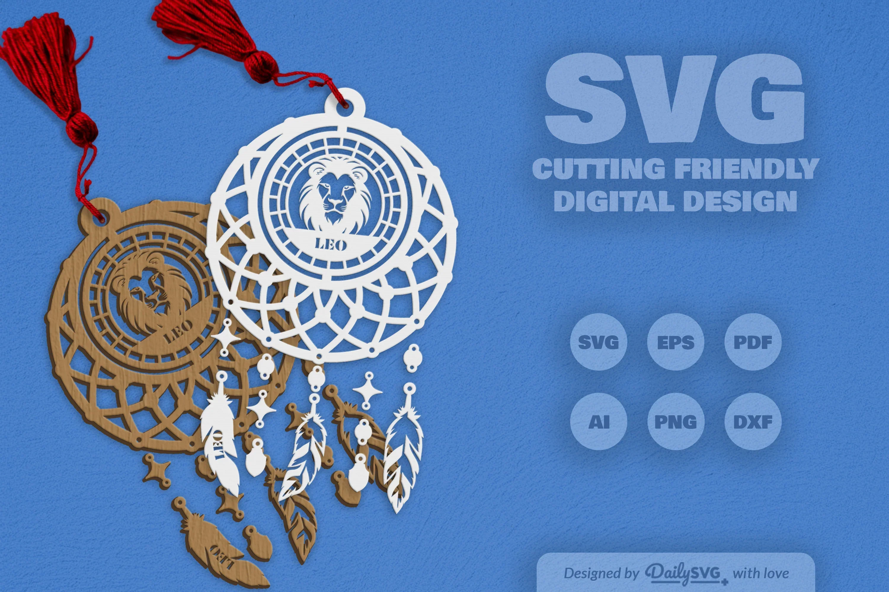 Leo Dream Catcher Laser Cut Set Clipart SVG Bundle - Image 6