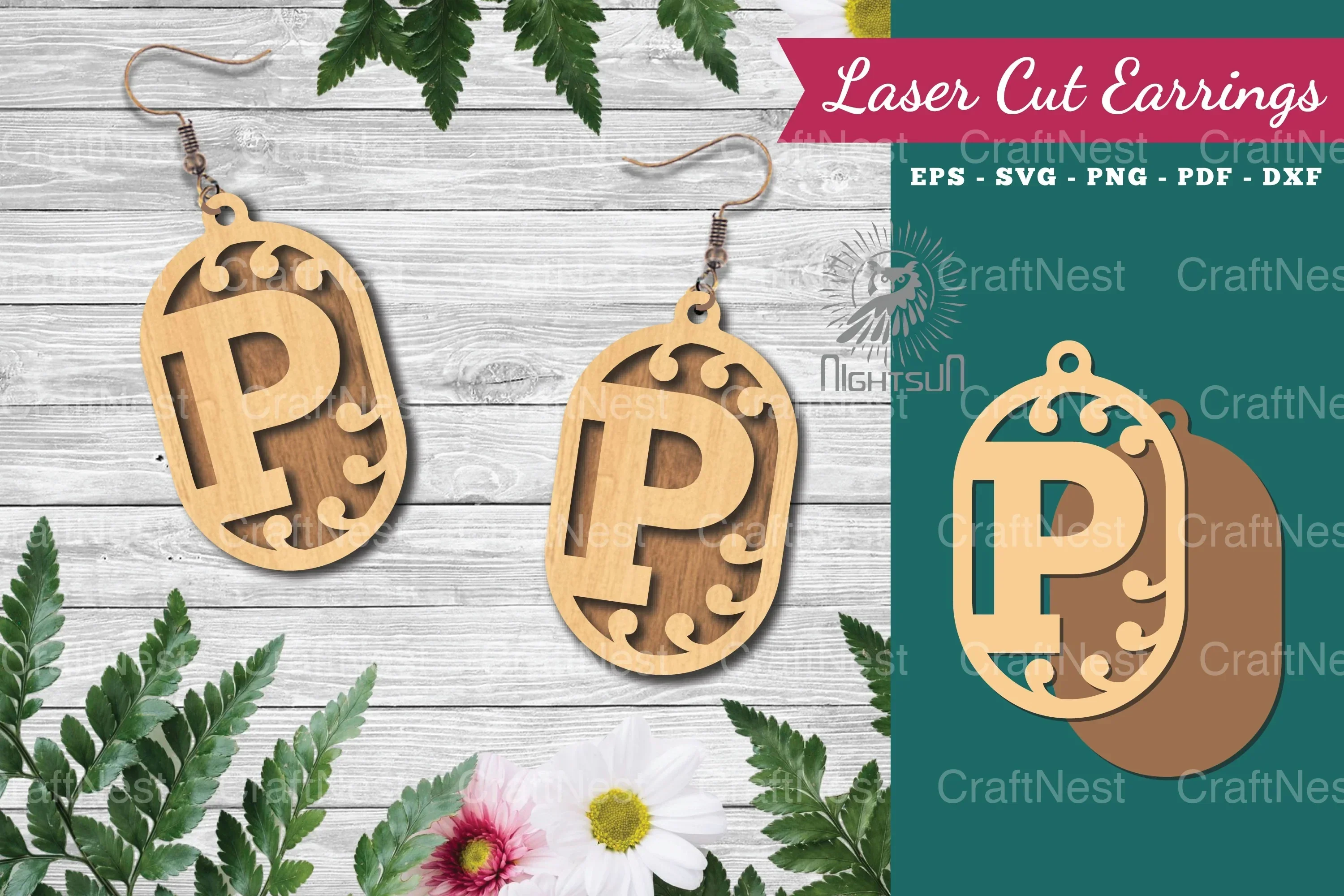 Letter P Laser Cut Earrings Design Bundle