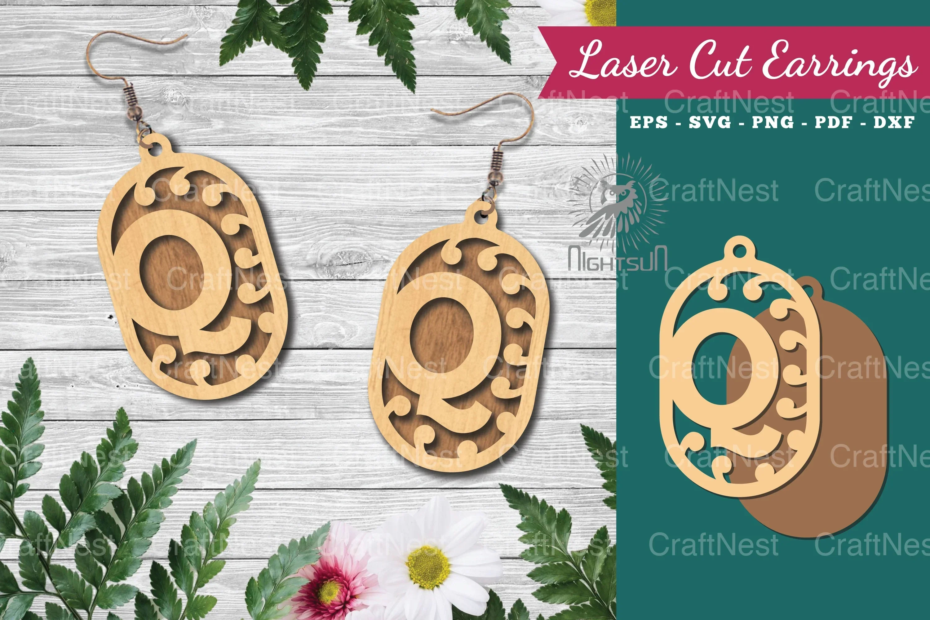 Letter Q Laser Cut Earrings - Jewelry Design