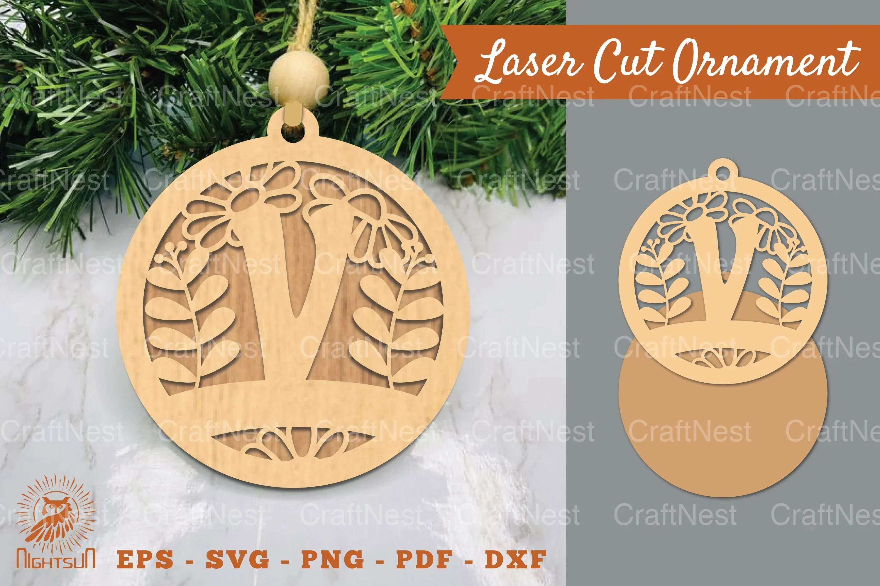 Letter V Laser Cut Ornament Clipart Bundle