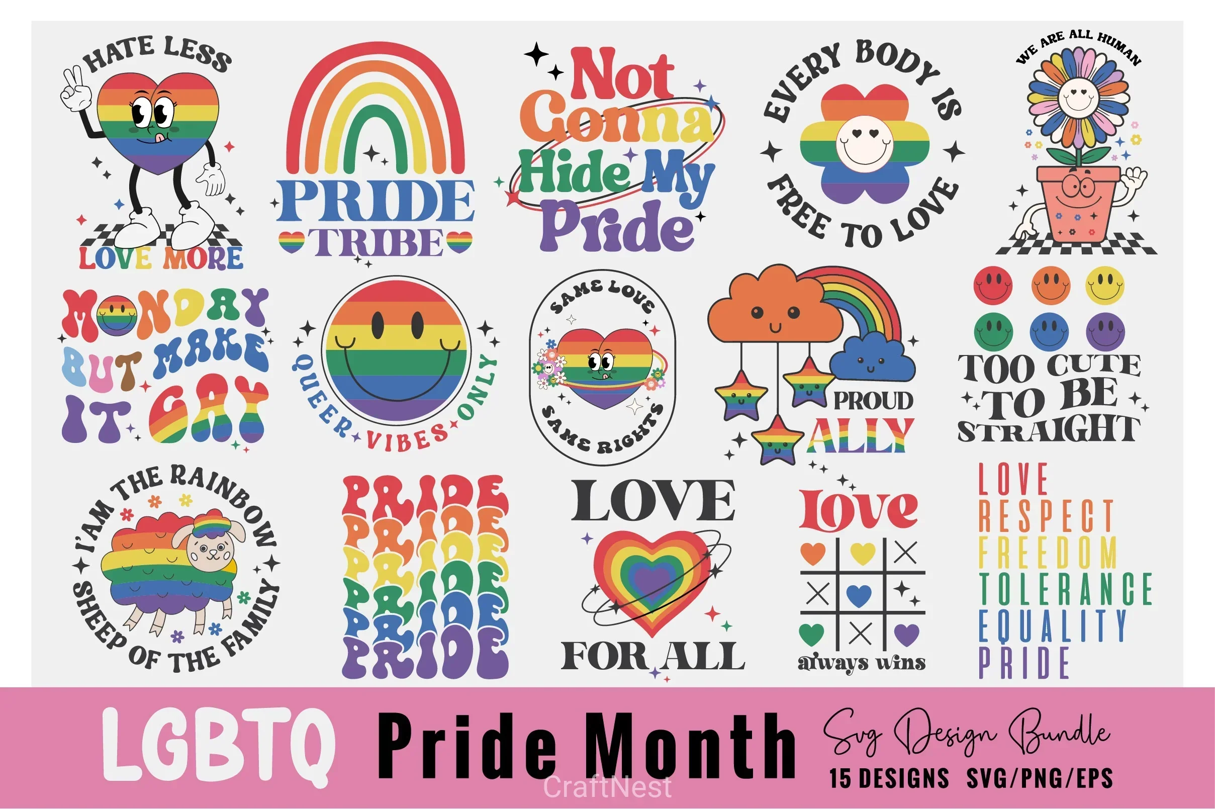 Lgbtq Pride Month Cute Quote SVG Bundle