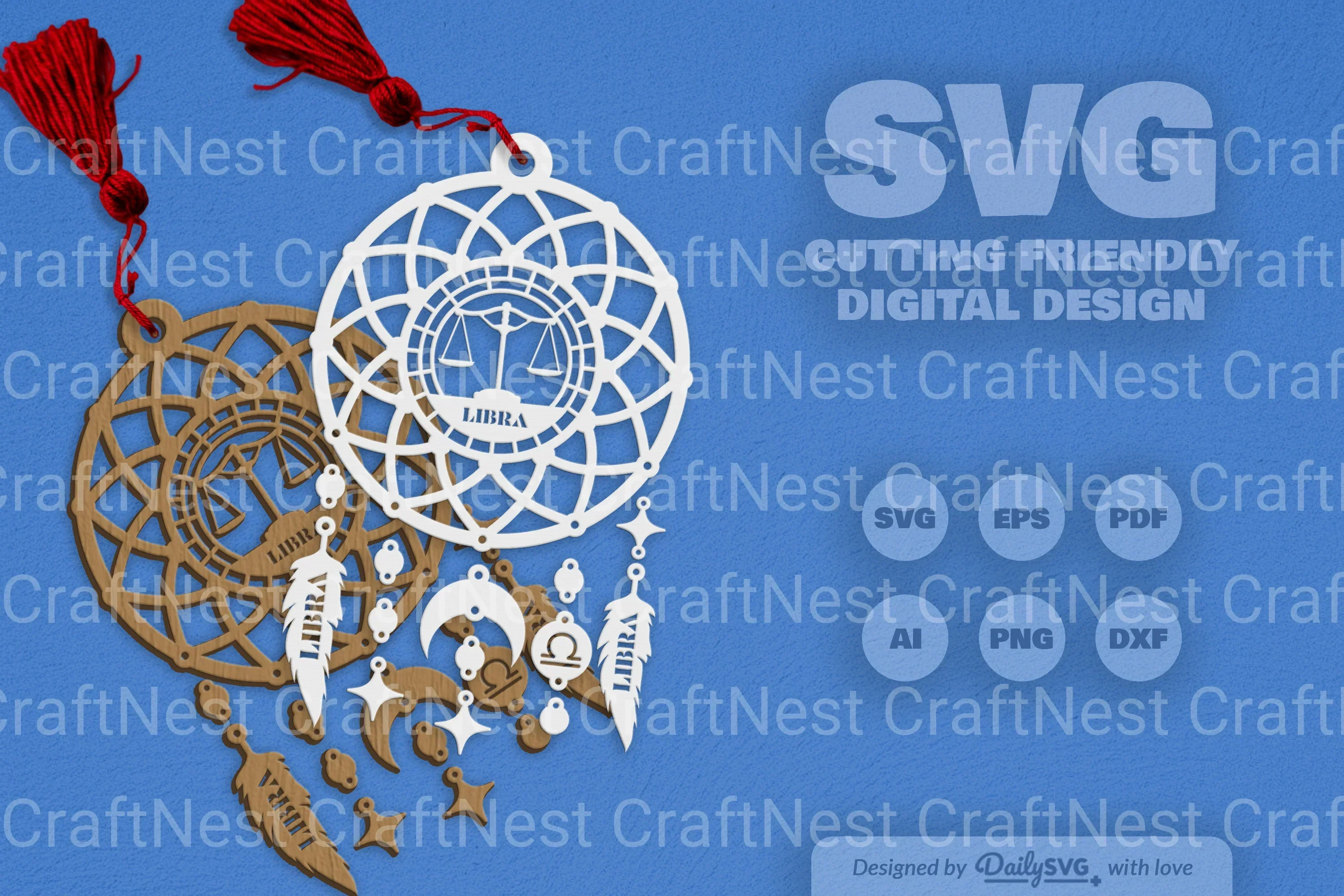Libra Dream Catcher Laser Cut Clipart Set - Image 8