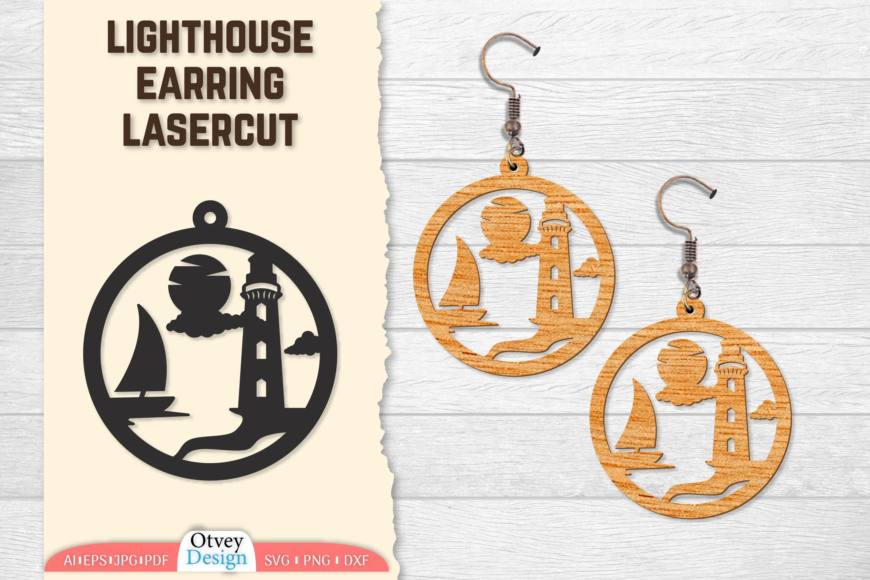 Lighthouse Earring Lasercut SVG Bundle
