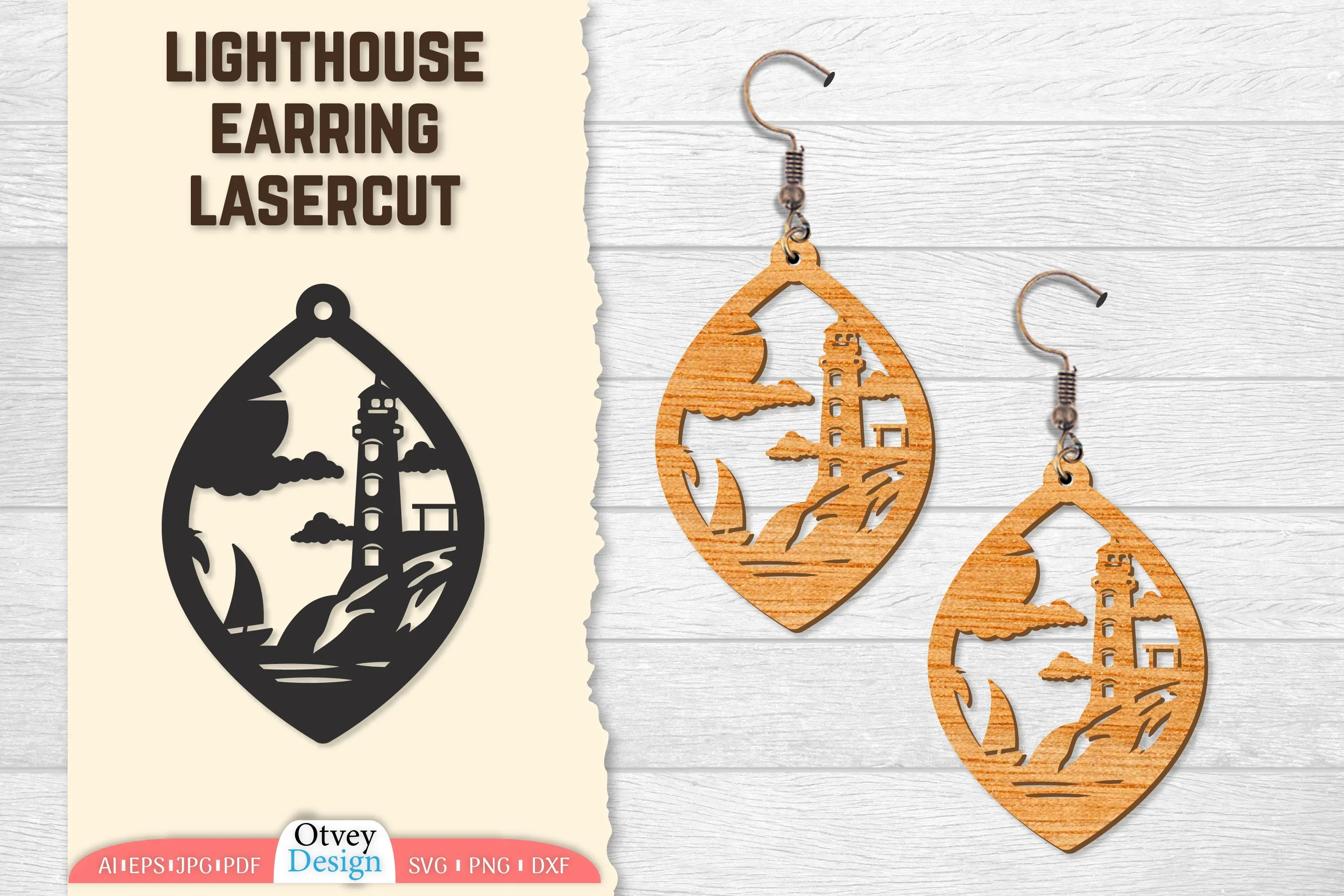 Lighthouse Earring Lasercut SVG Bundle