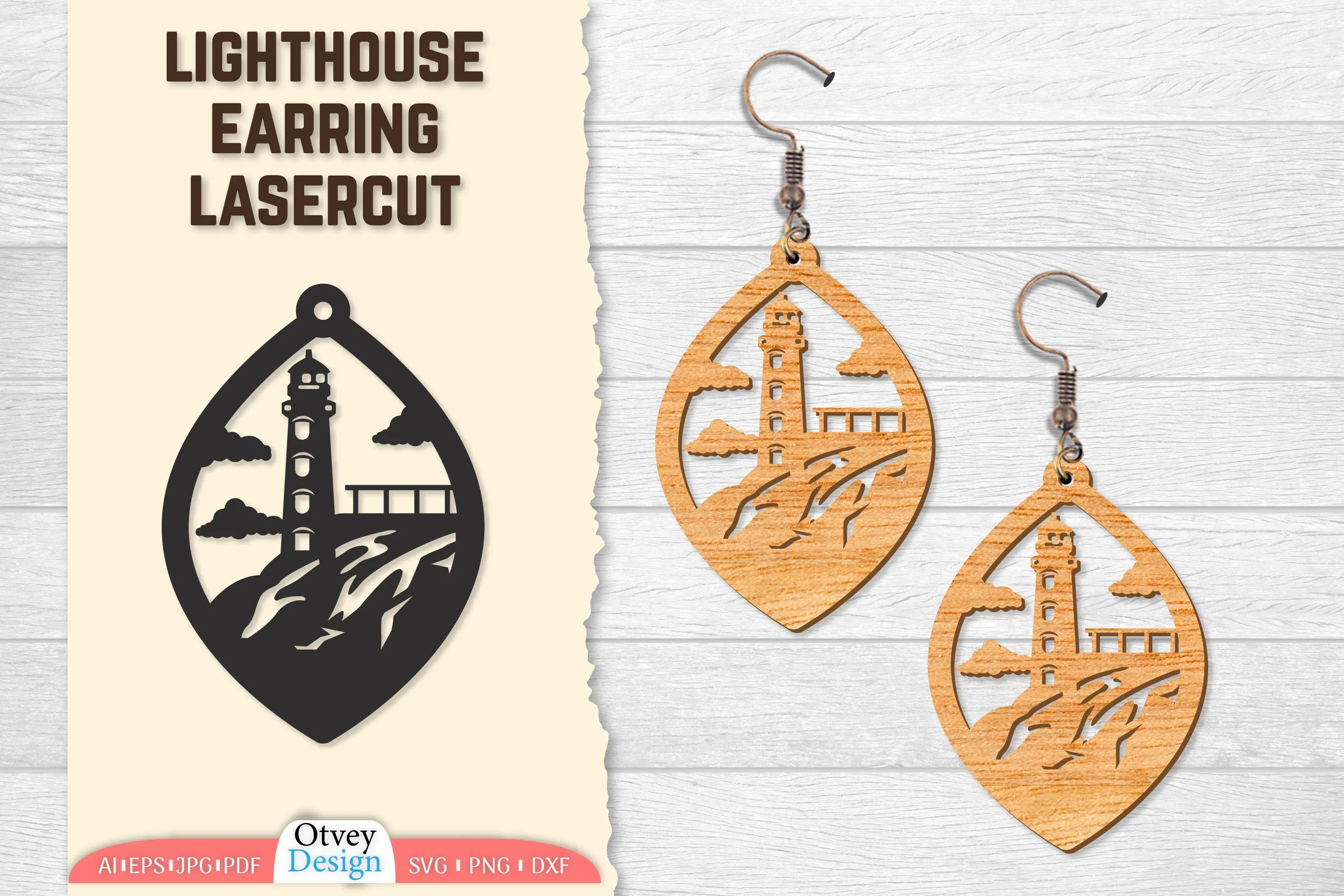 Lighthouse Earring Lasercut SVG Bundle