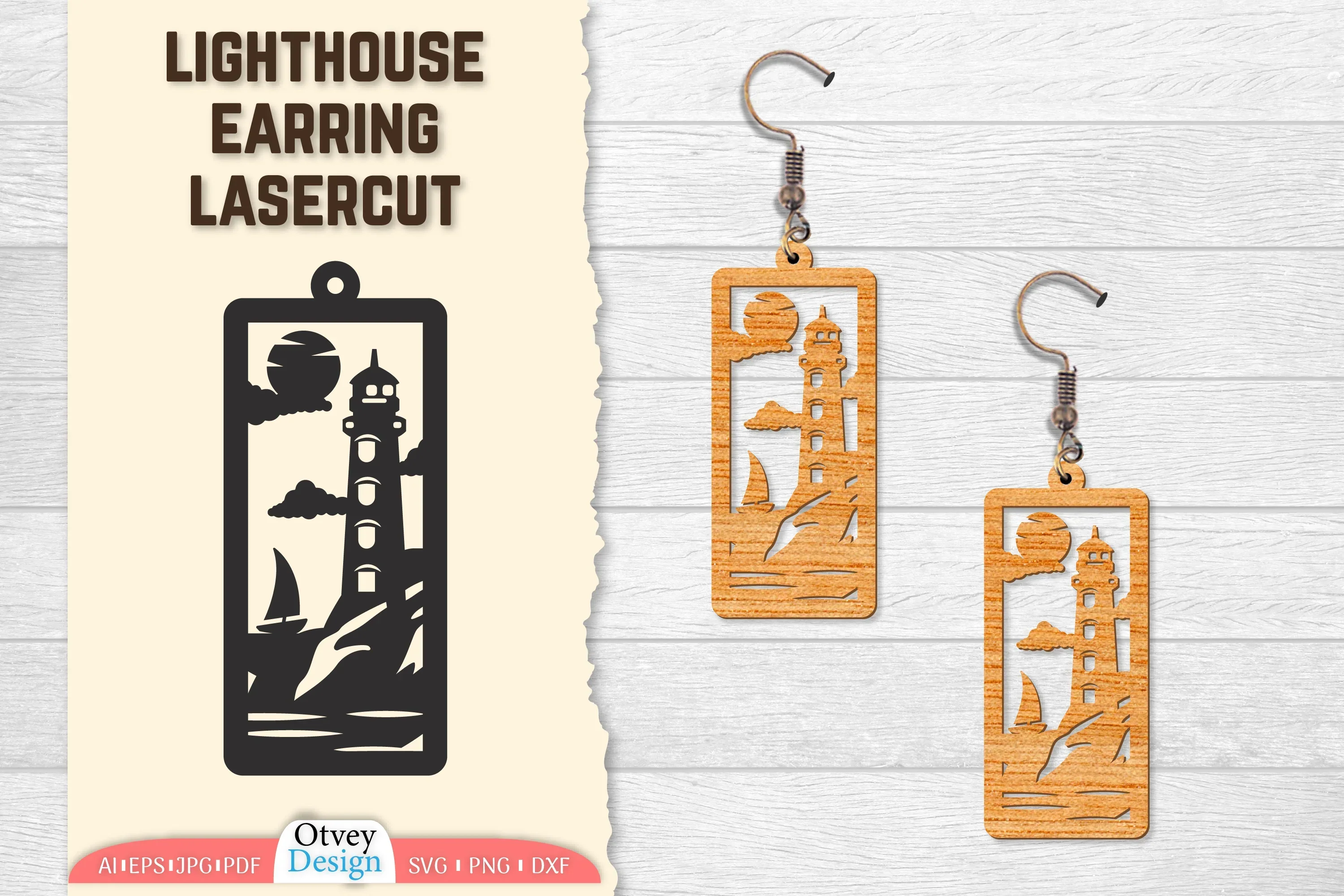 Lighthouse Earring Lasercut SVG Bundle