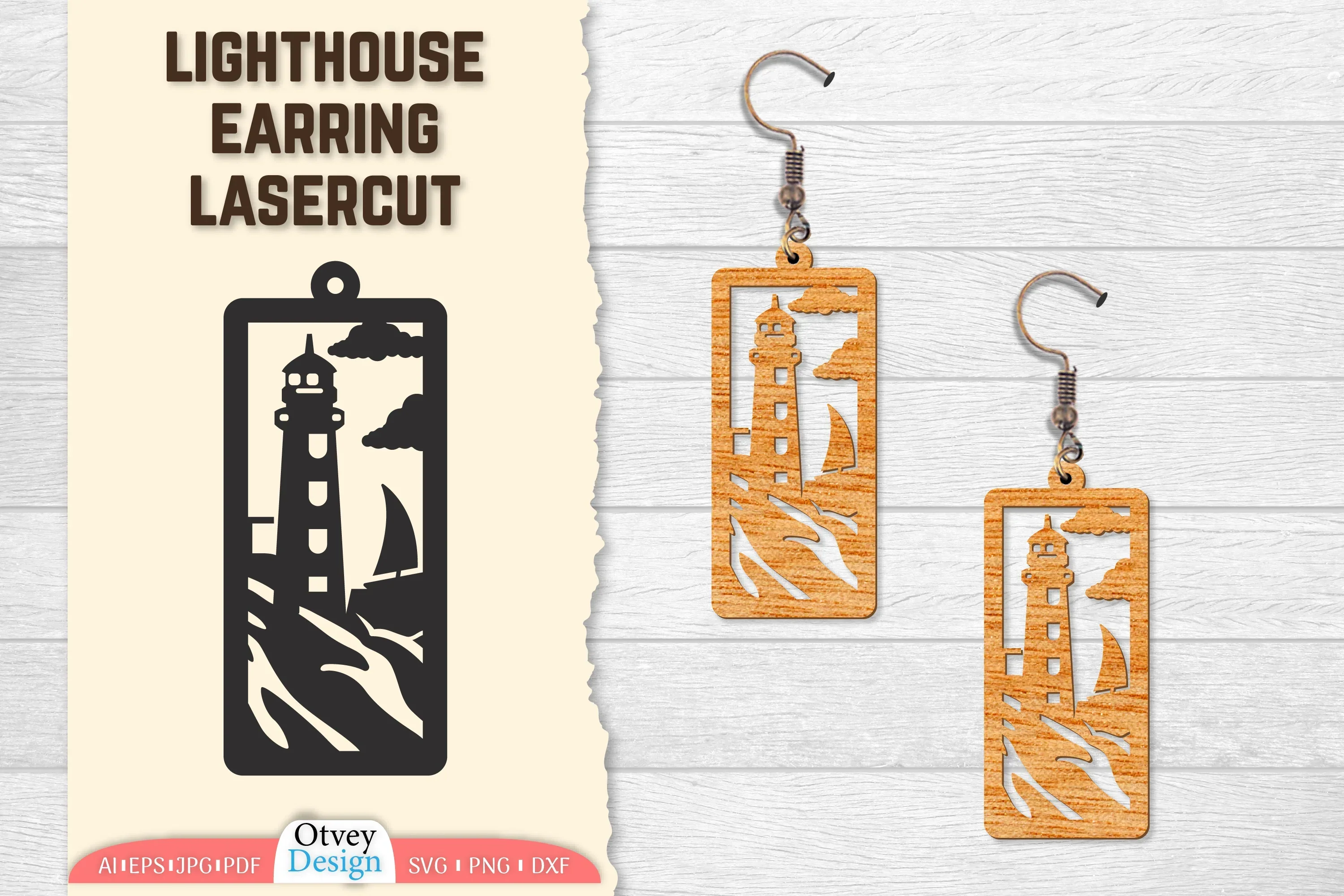 Lighthouse Earring Lasercut SVG Bundle