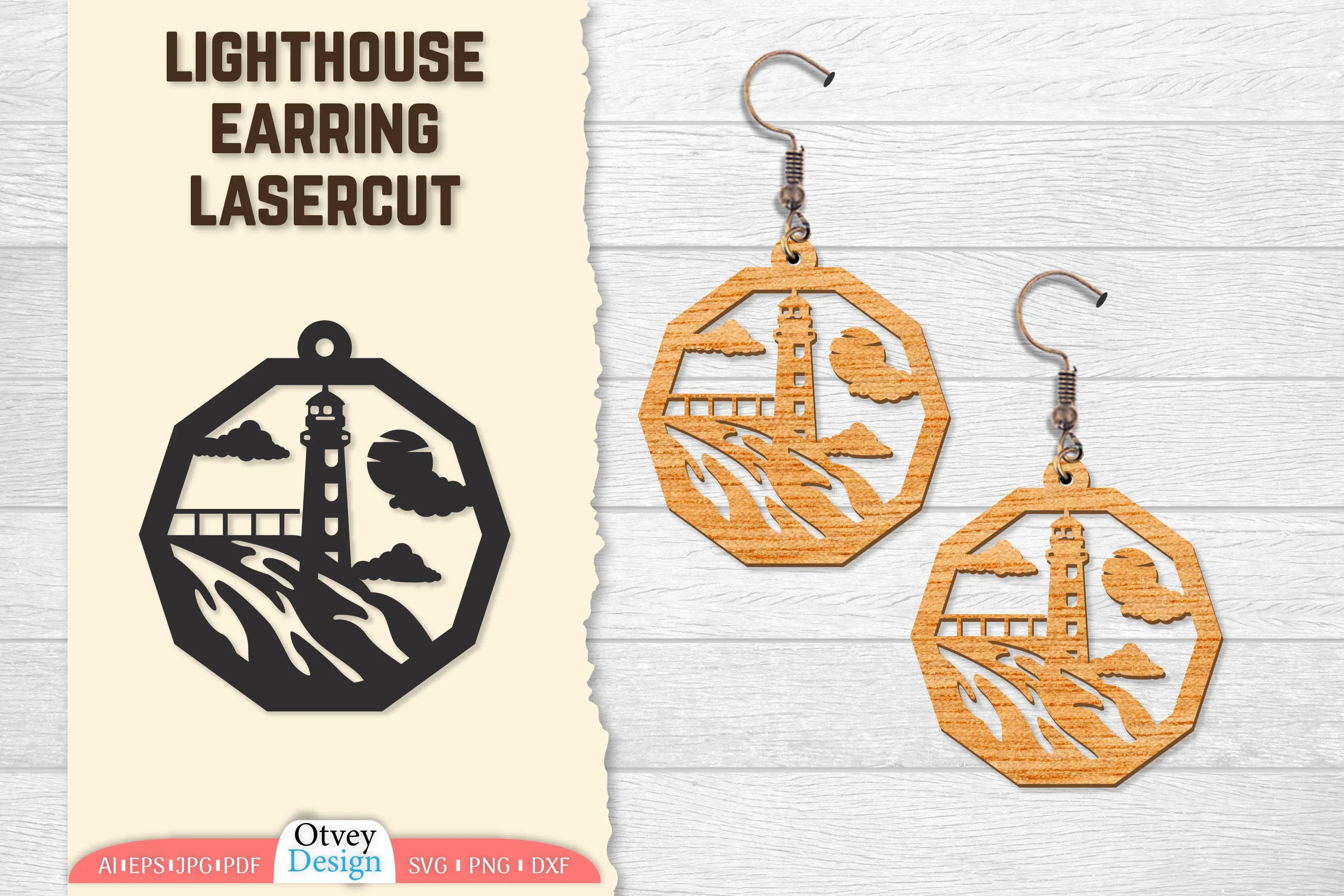 Lighthouse Earring Lasercut SVG Bundle