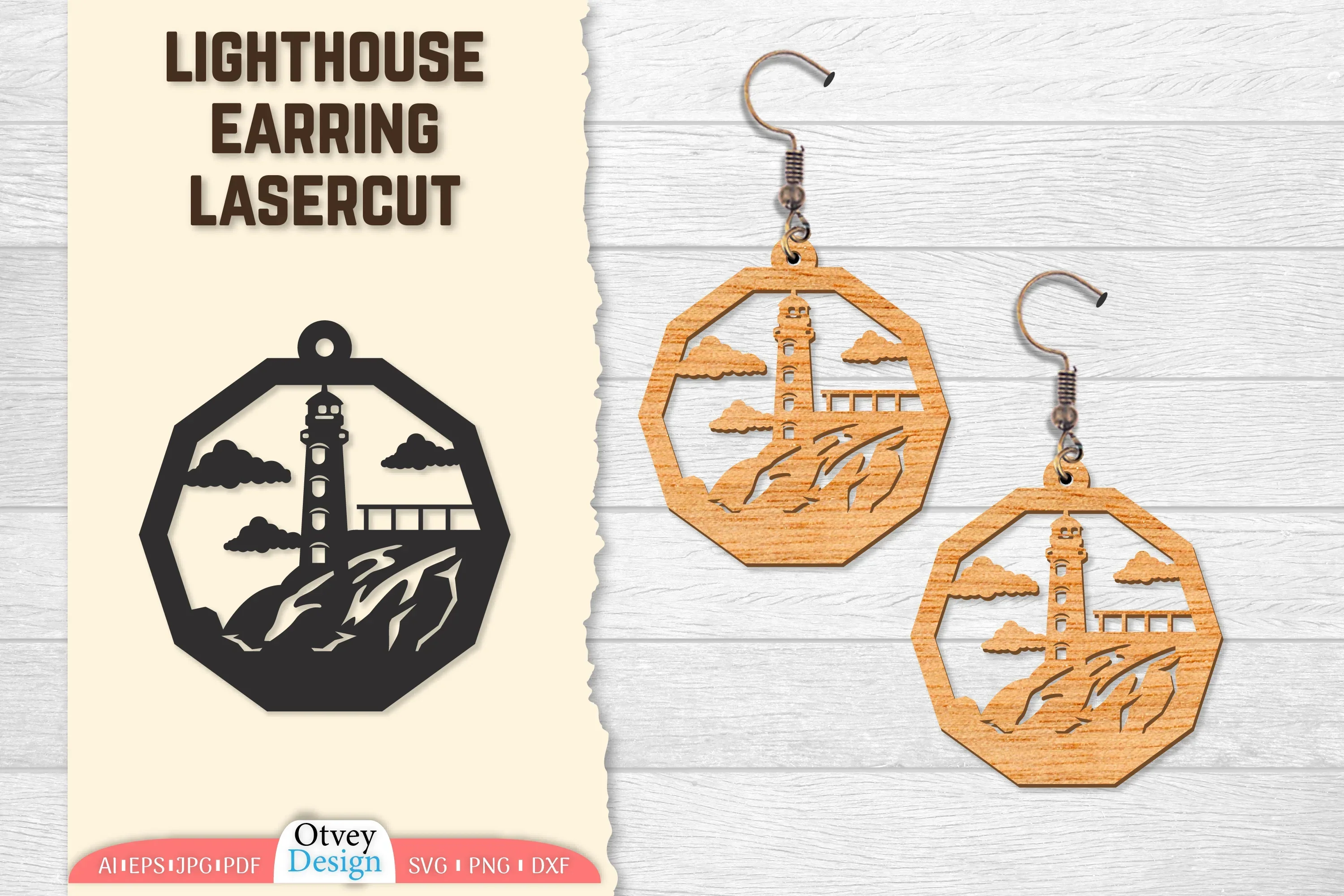 Lighthouse Earring Lasercut SVG Bundle