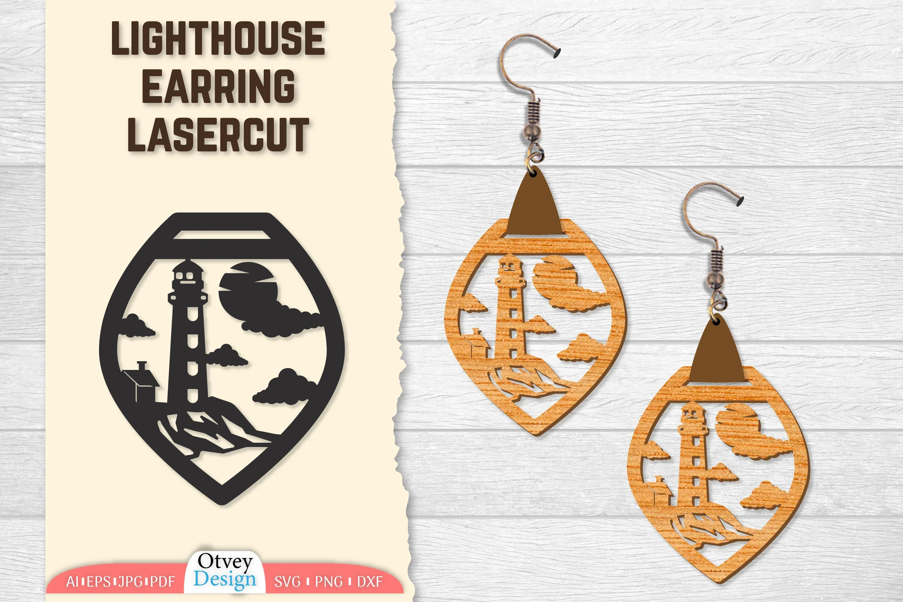 Lighthouse Earring Lasercut SVG Bundle