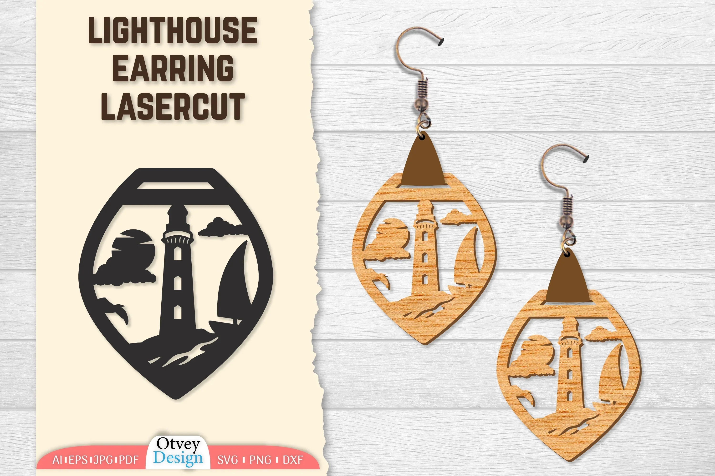 Lighthouse Earring Lasercut SVG Bundle