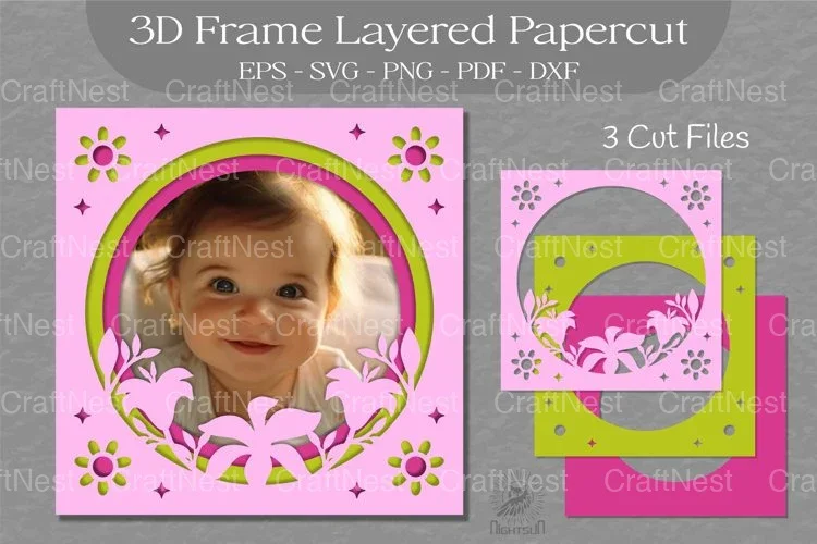 Lily Flower 3D Frame Clipart Bundle