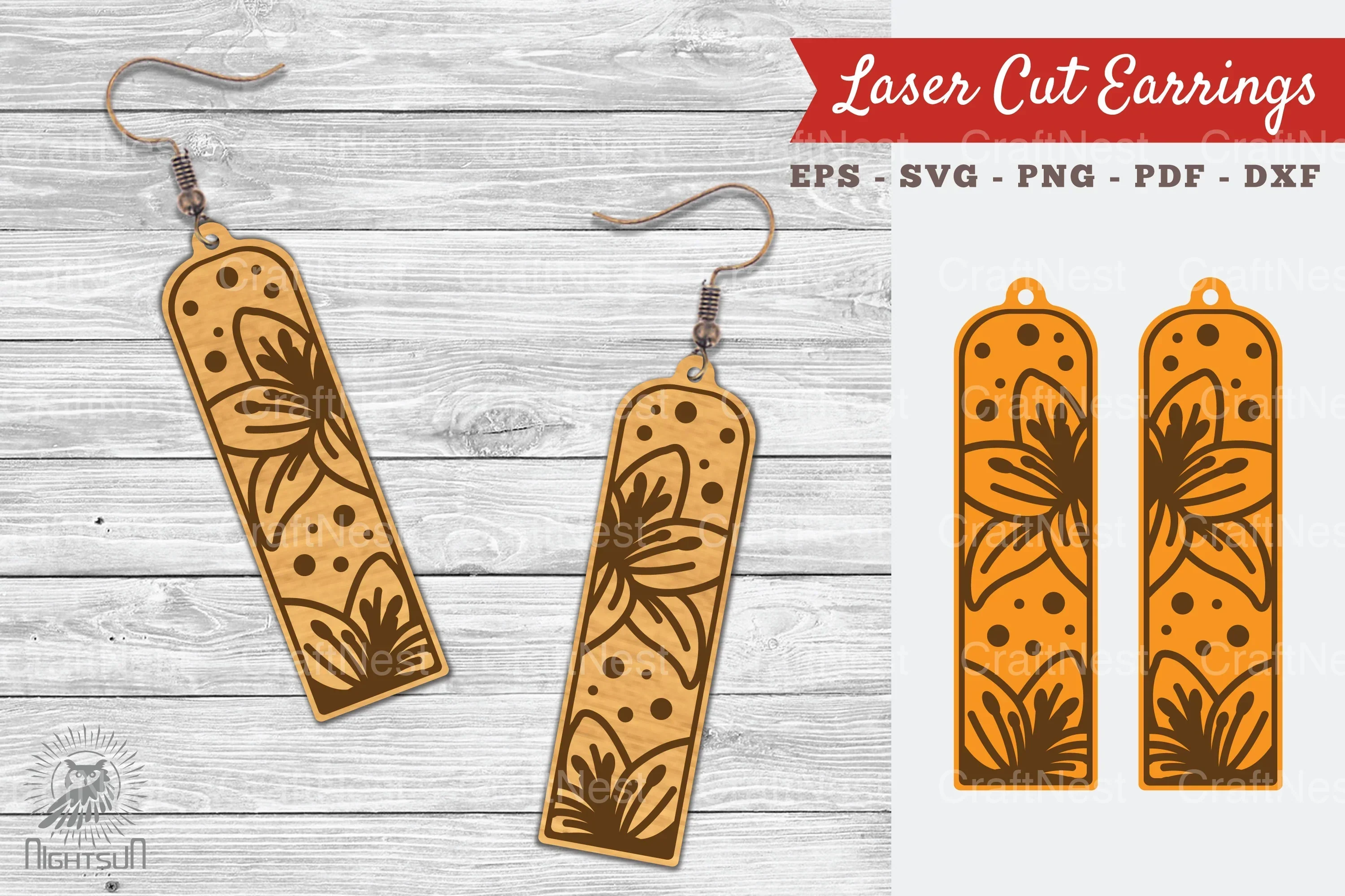 Lily Flower Laser Cut Earrings Design Bundle