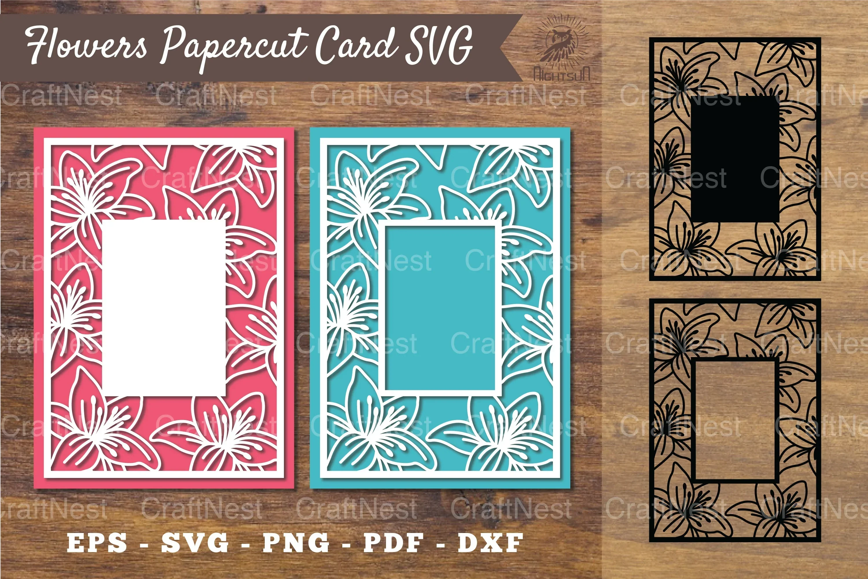 Lily Flower Papercut Card SVG Bundle