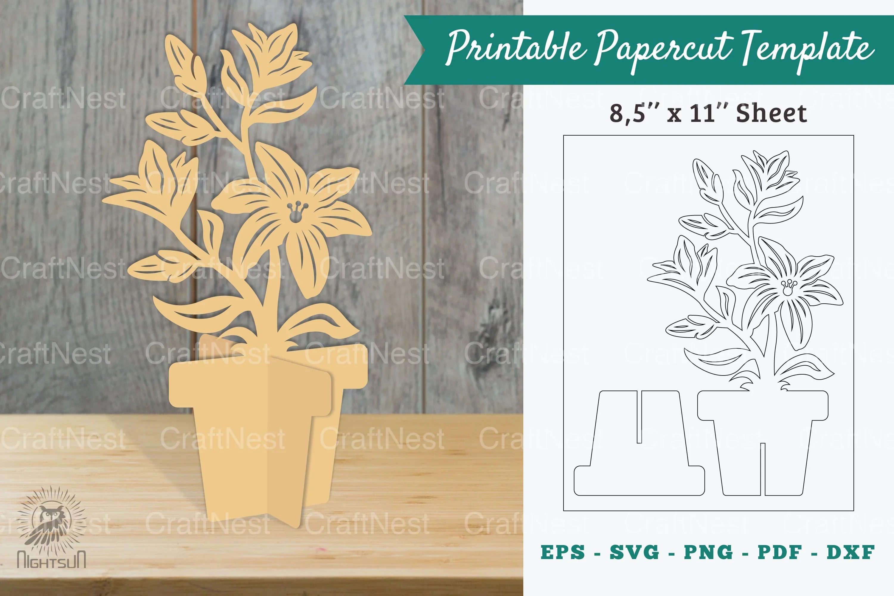 Lily Flowers Printable Cut Template Bundle