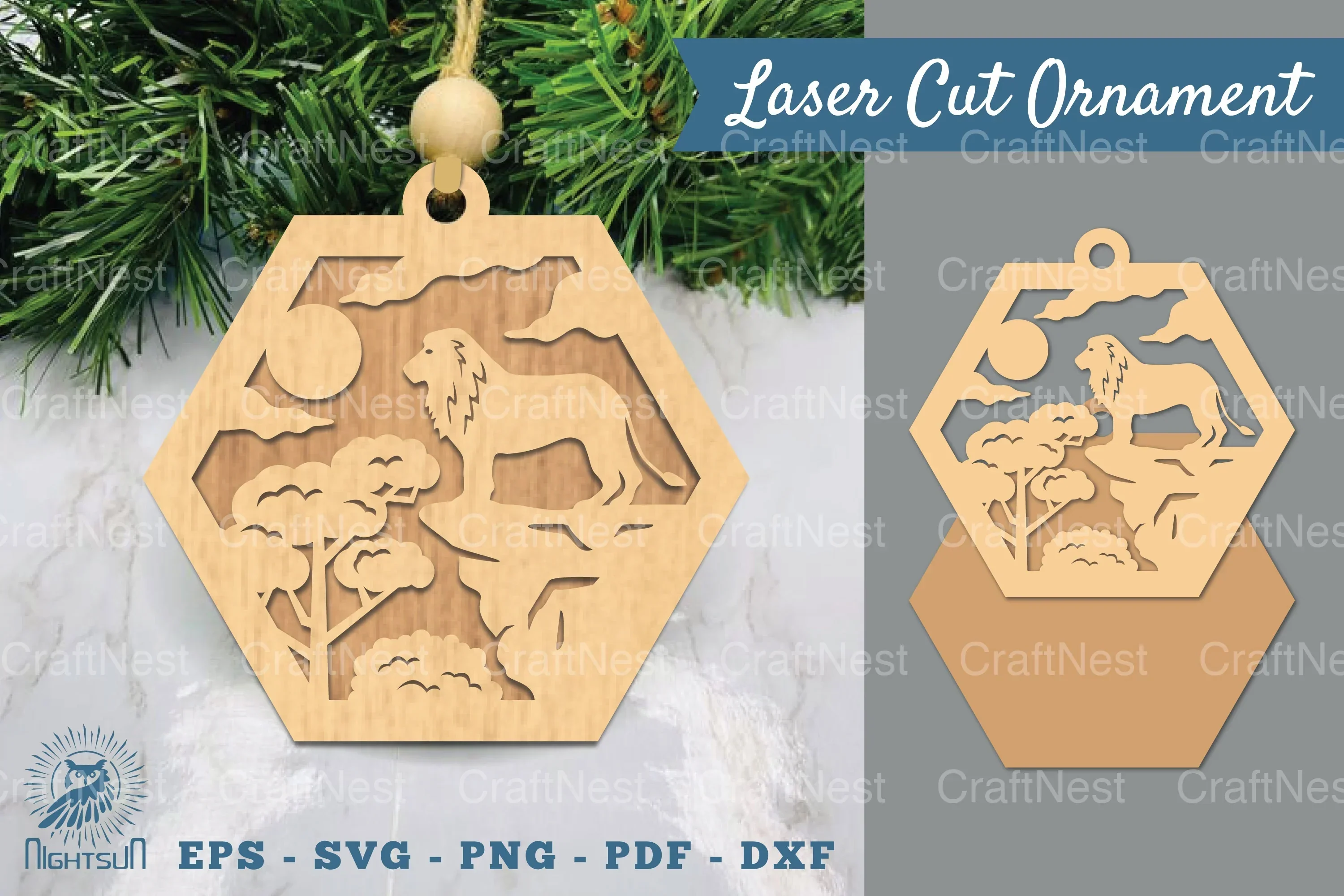Lion in Forest Laser Cut Ornament Clipart Bundle