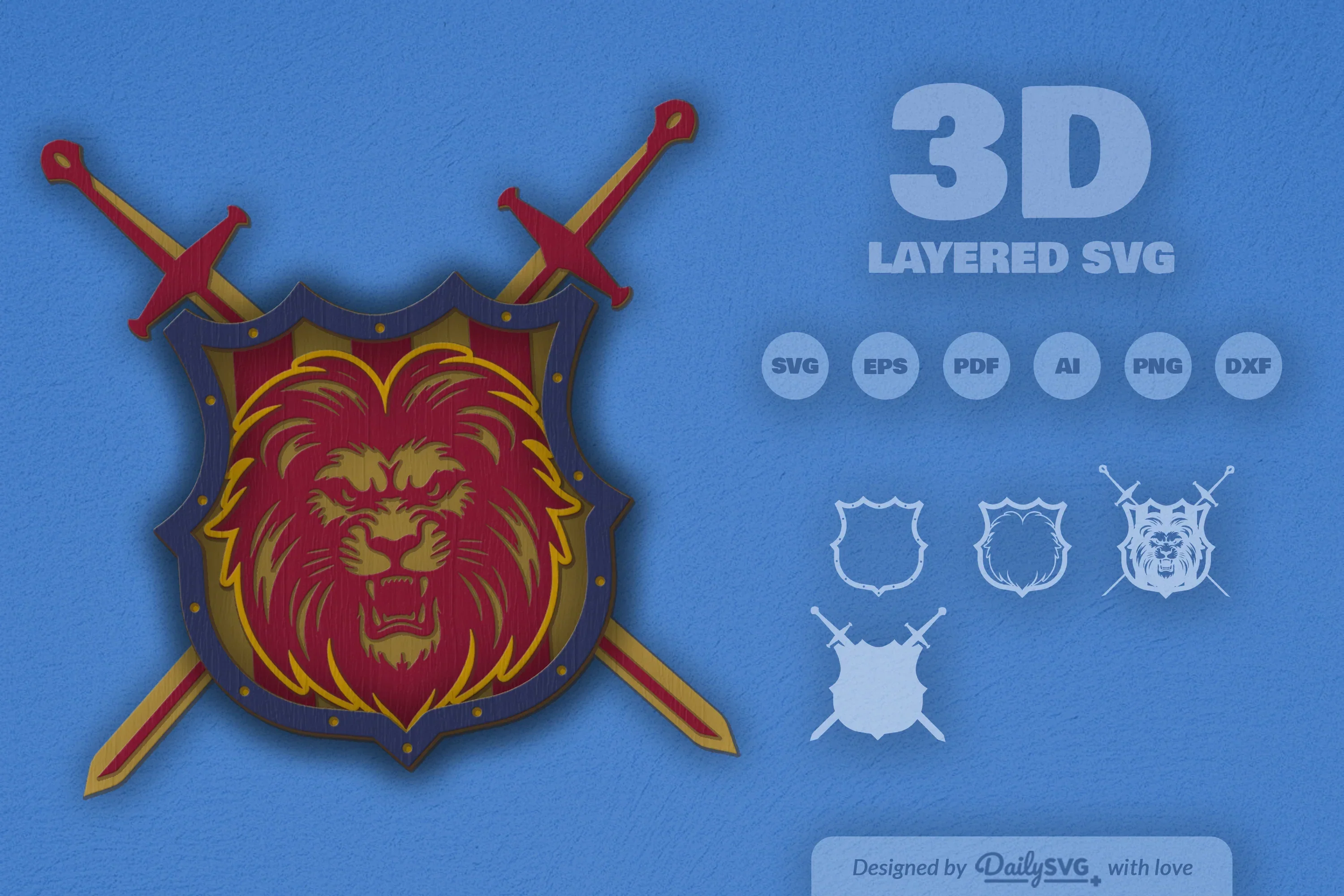 Lion Shield Laser Cut SVG Bundle - Image 2