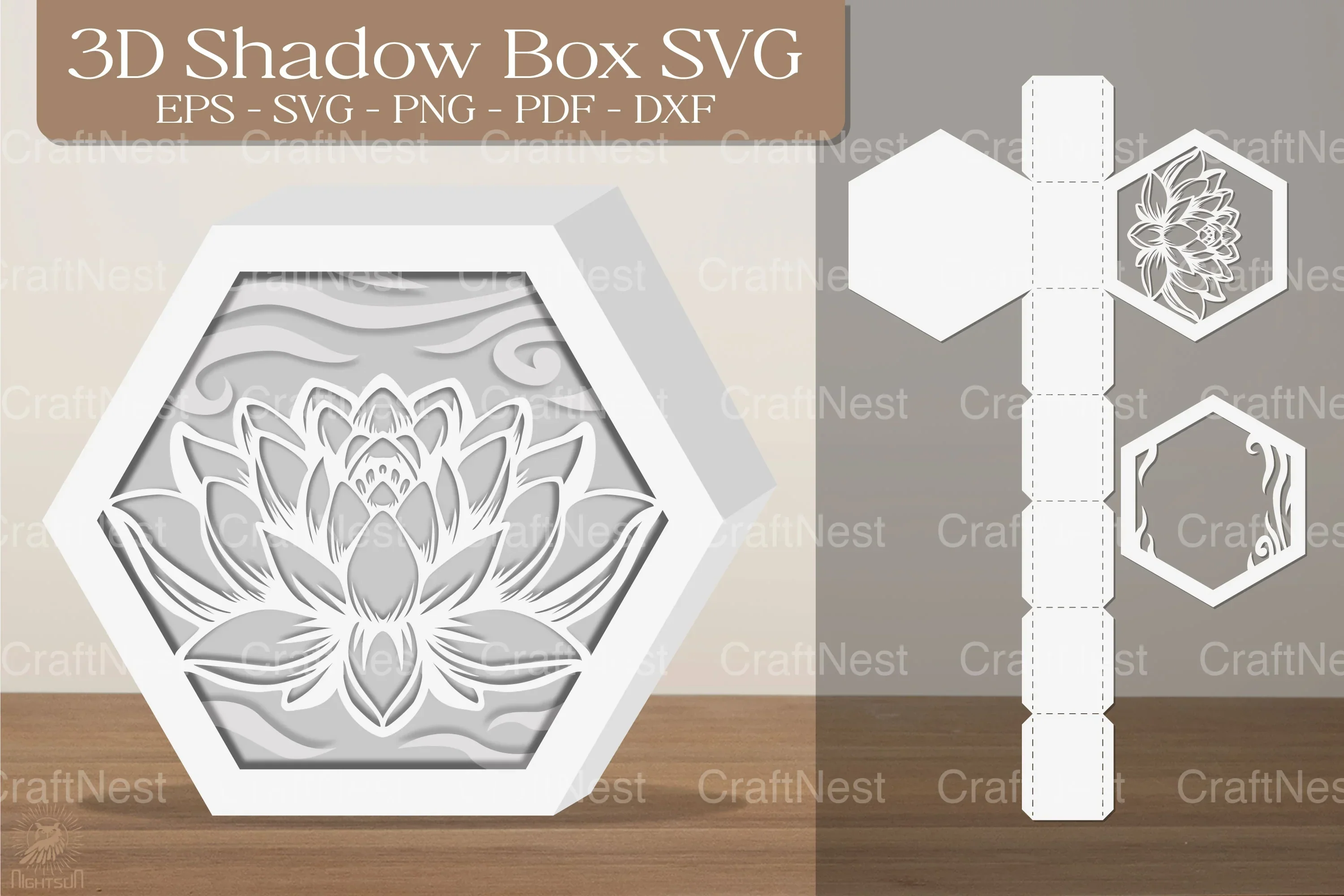 Lotus 3D Shadow Box Clipart Bundle