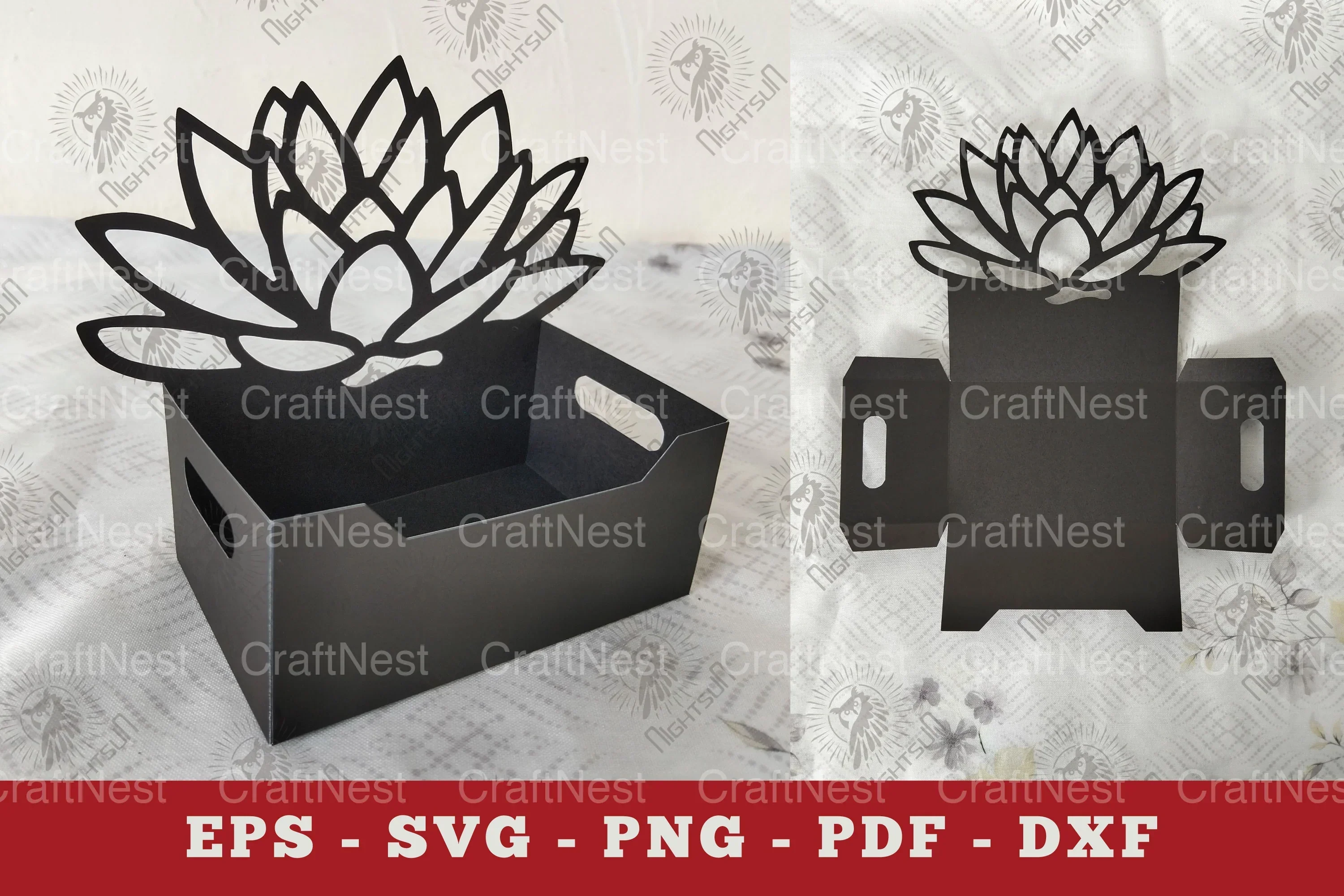 Lotus Flower Box Display Papercut Clipart Bundle