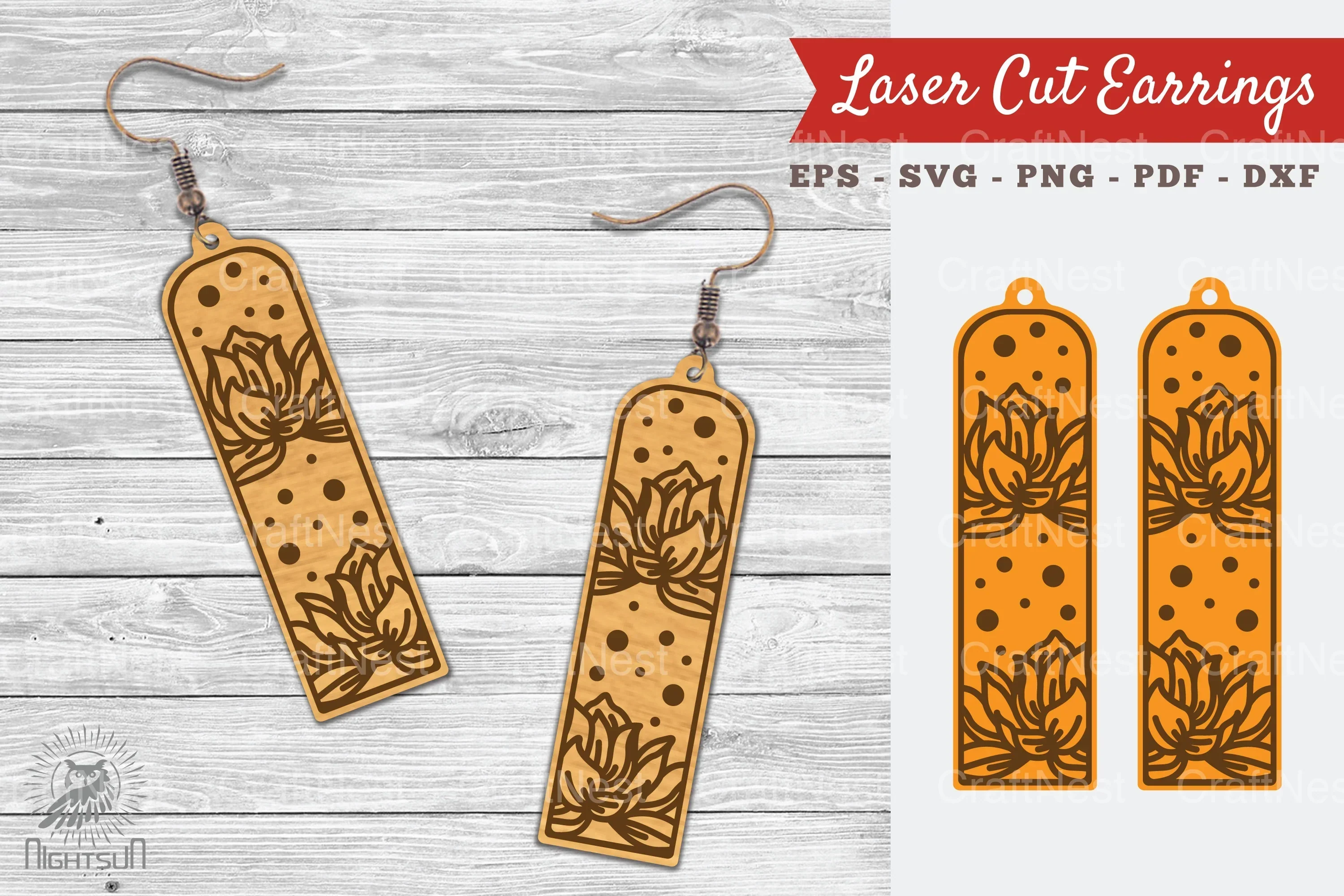 Lotus Flower Laser Cut Earrings Design Bundle