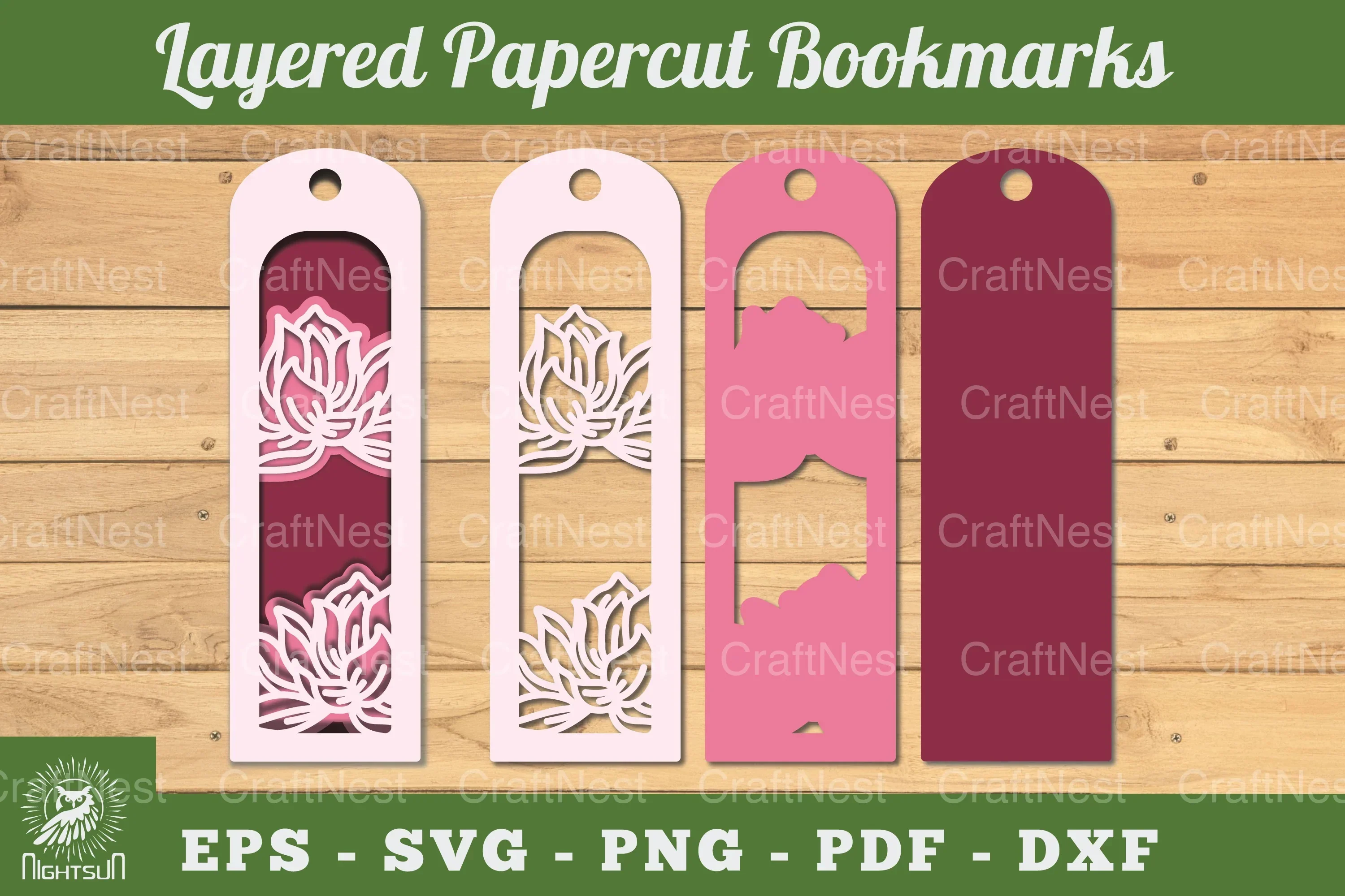 Lotus Flowers Bookmark Clipart Bundle
