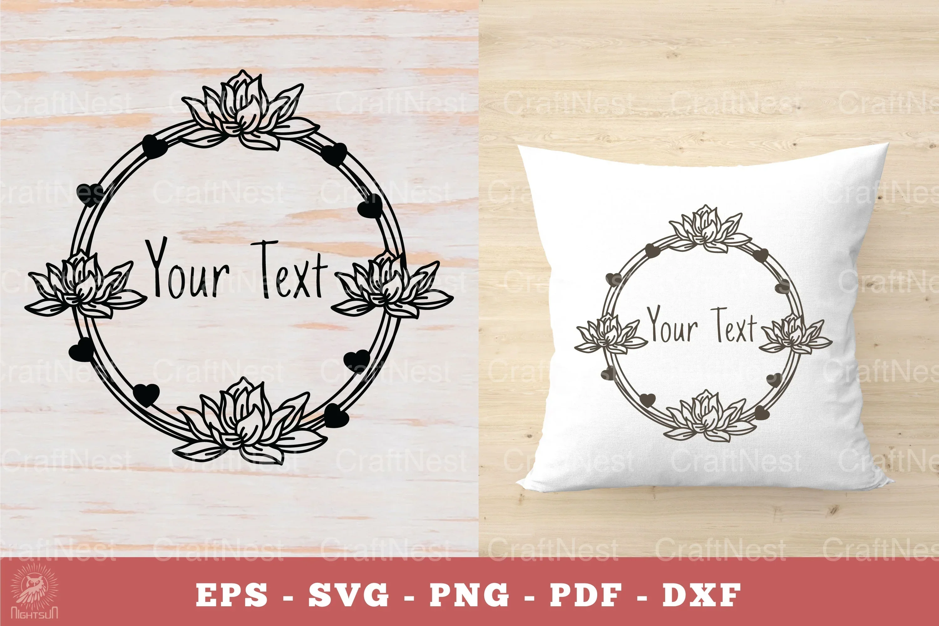 Lotus Flowers Monogram SVG Bundle