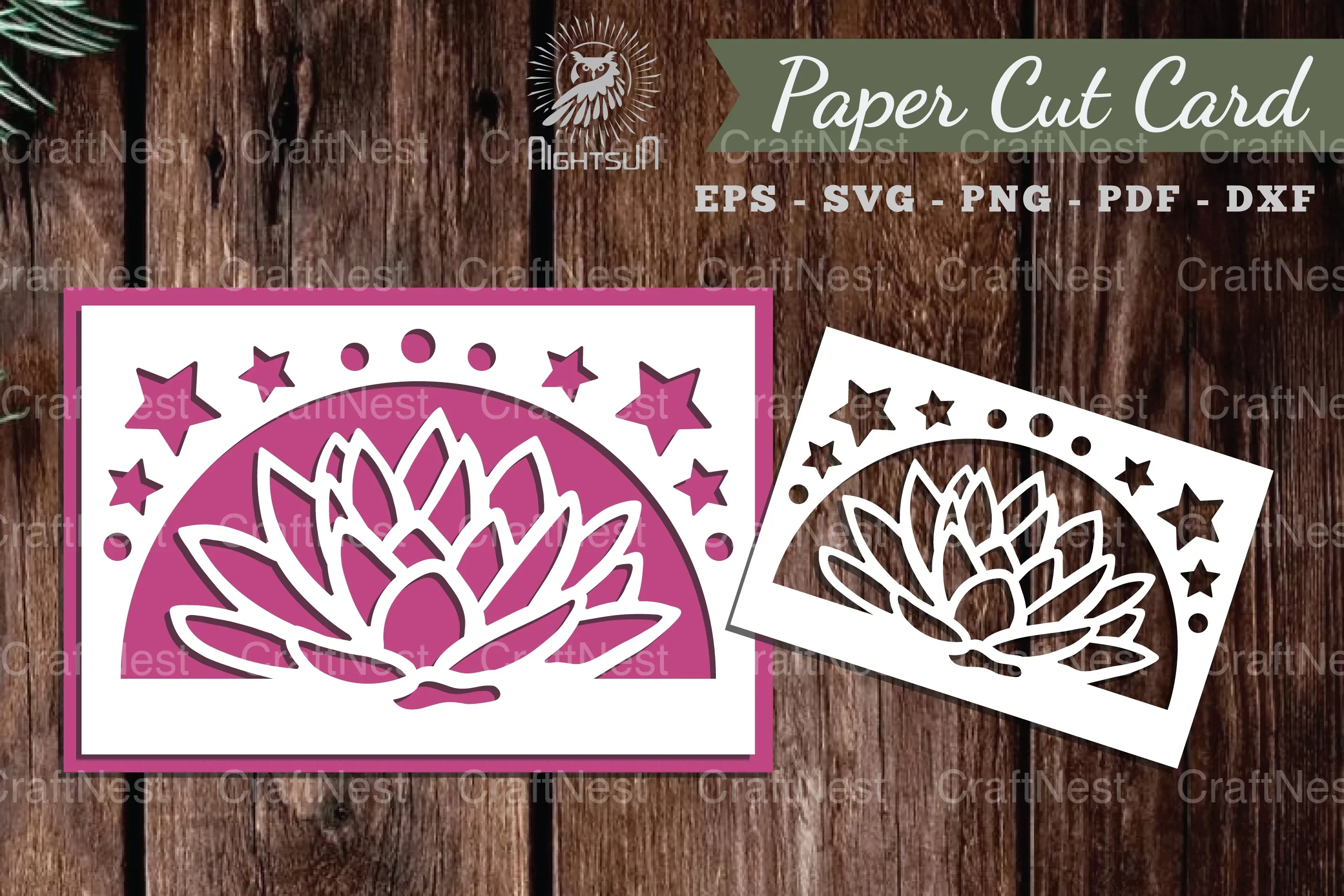 Lotus Papercut Card SVG Design Bundle