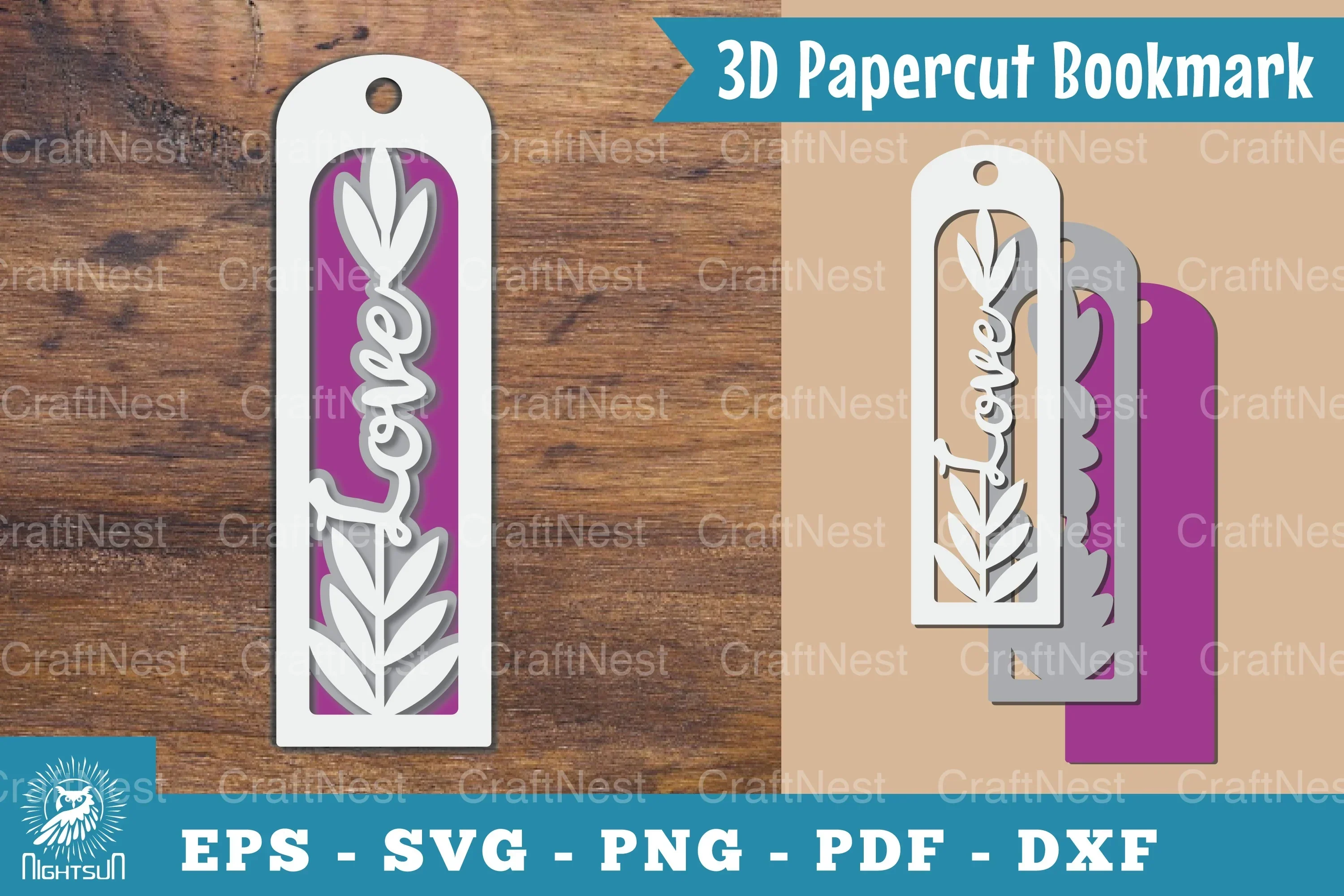 Love 3D Papercut Bookmark Clipart Bundle