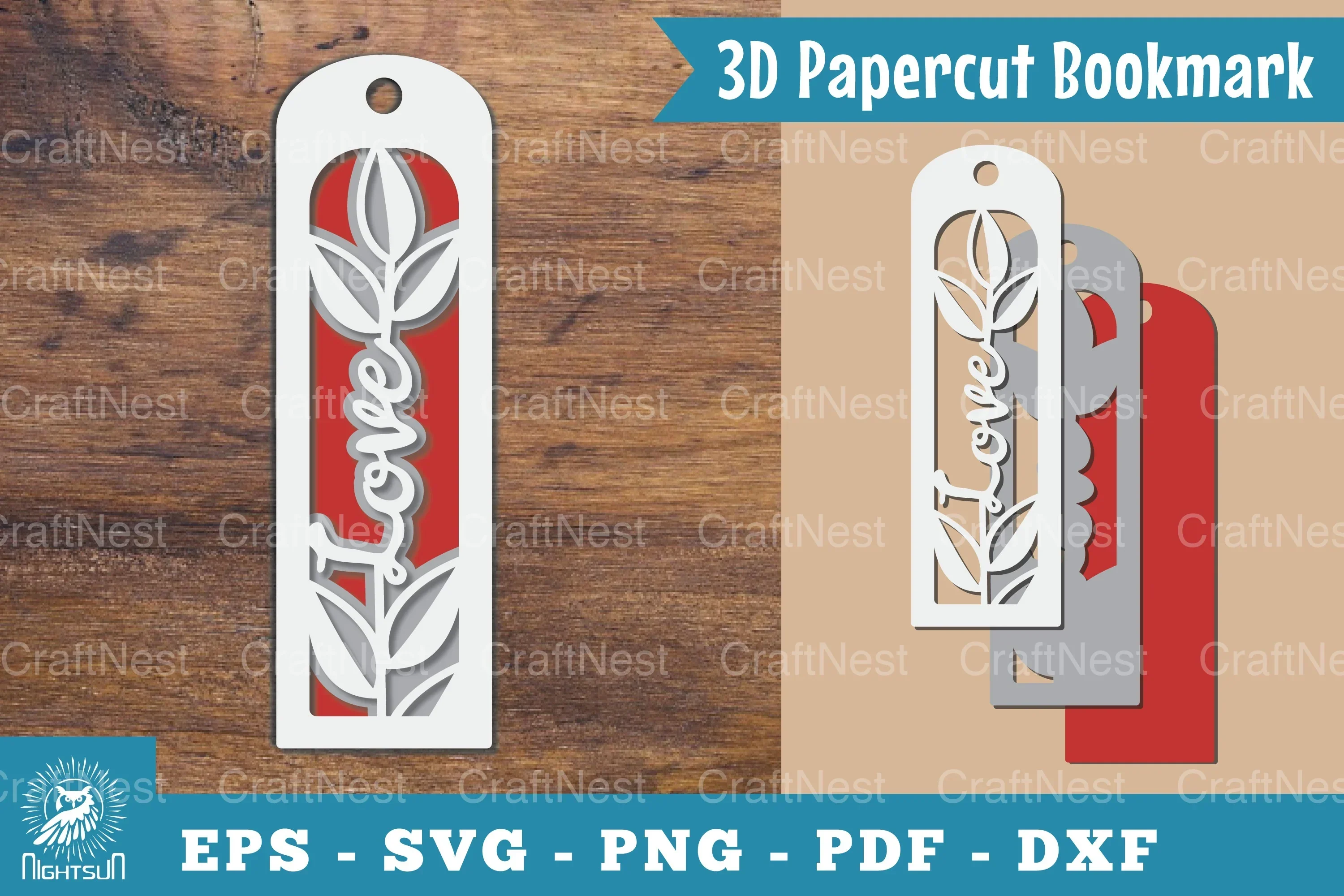 Love 3D Papercut Bookmark Clipart Bundle
