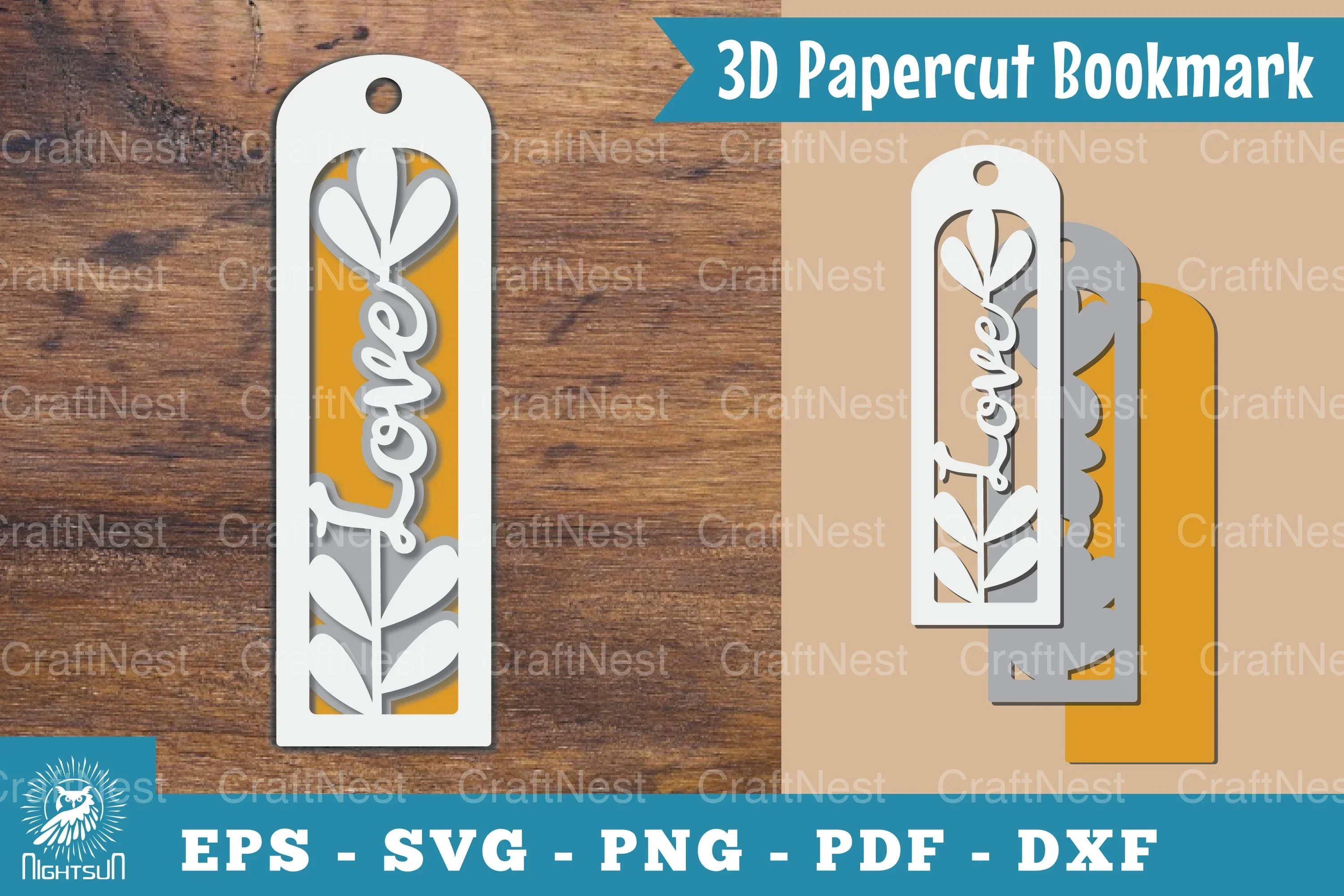 Love 3D Papercut Bookmark SVG Design Bundle