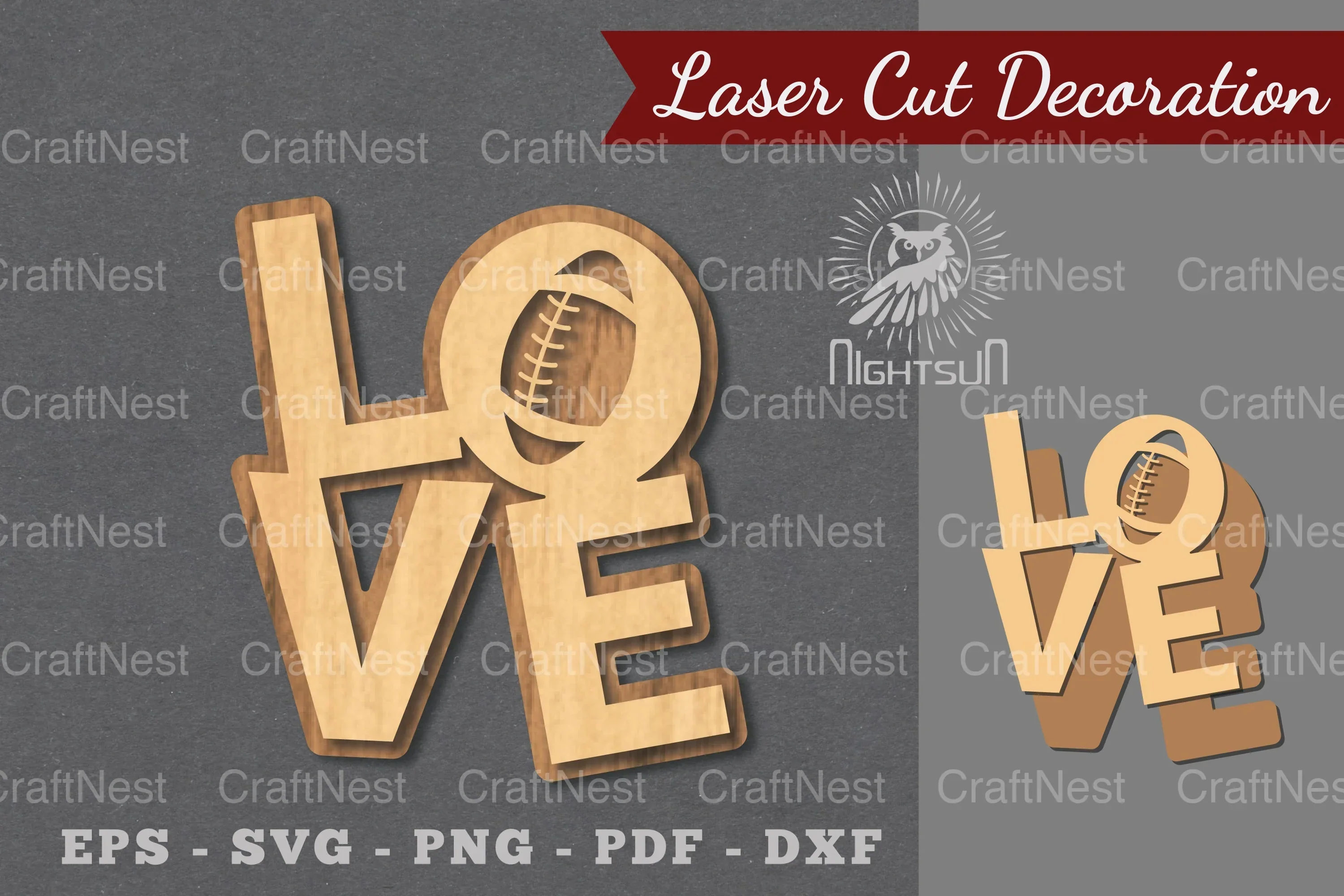 Love American Football Laser Cut Decoration Clipart Bundle