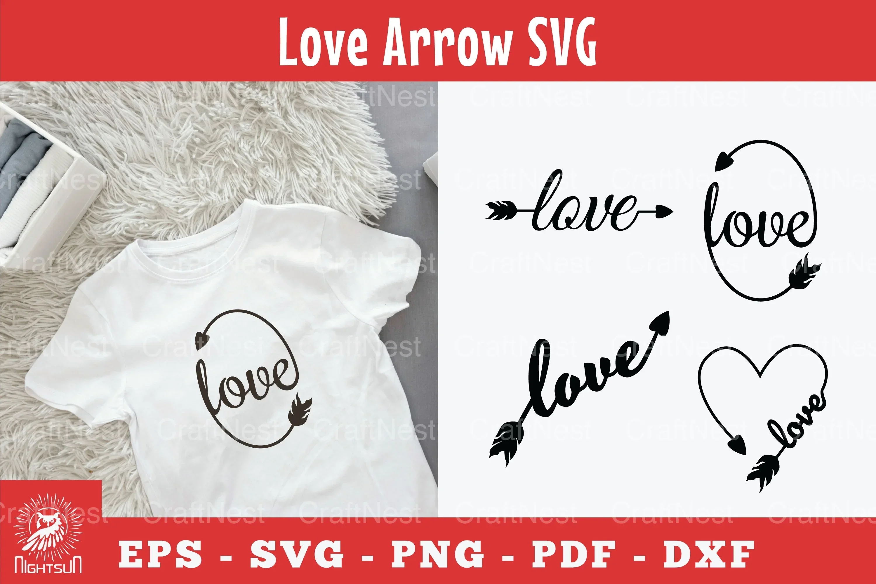 Love Arrow Silhouette Clipart Bundle