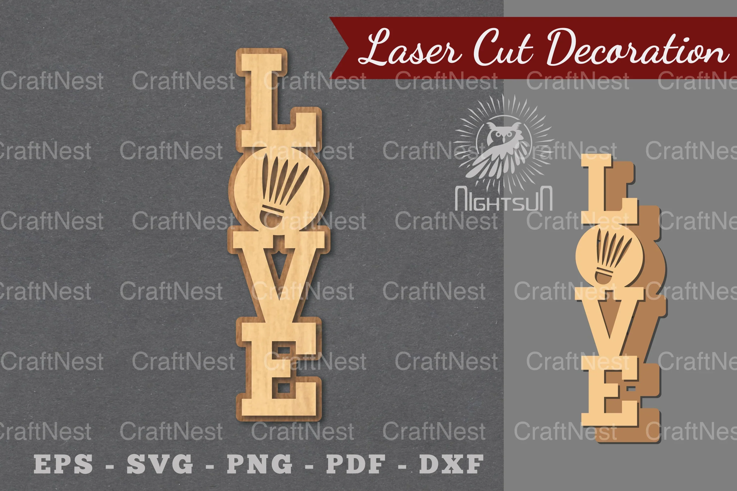 Love Badminton Laser Cut Decoration Clipart Bundle