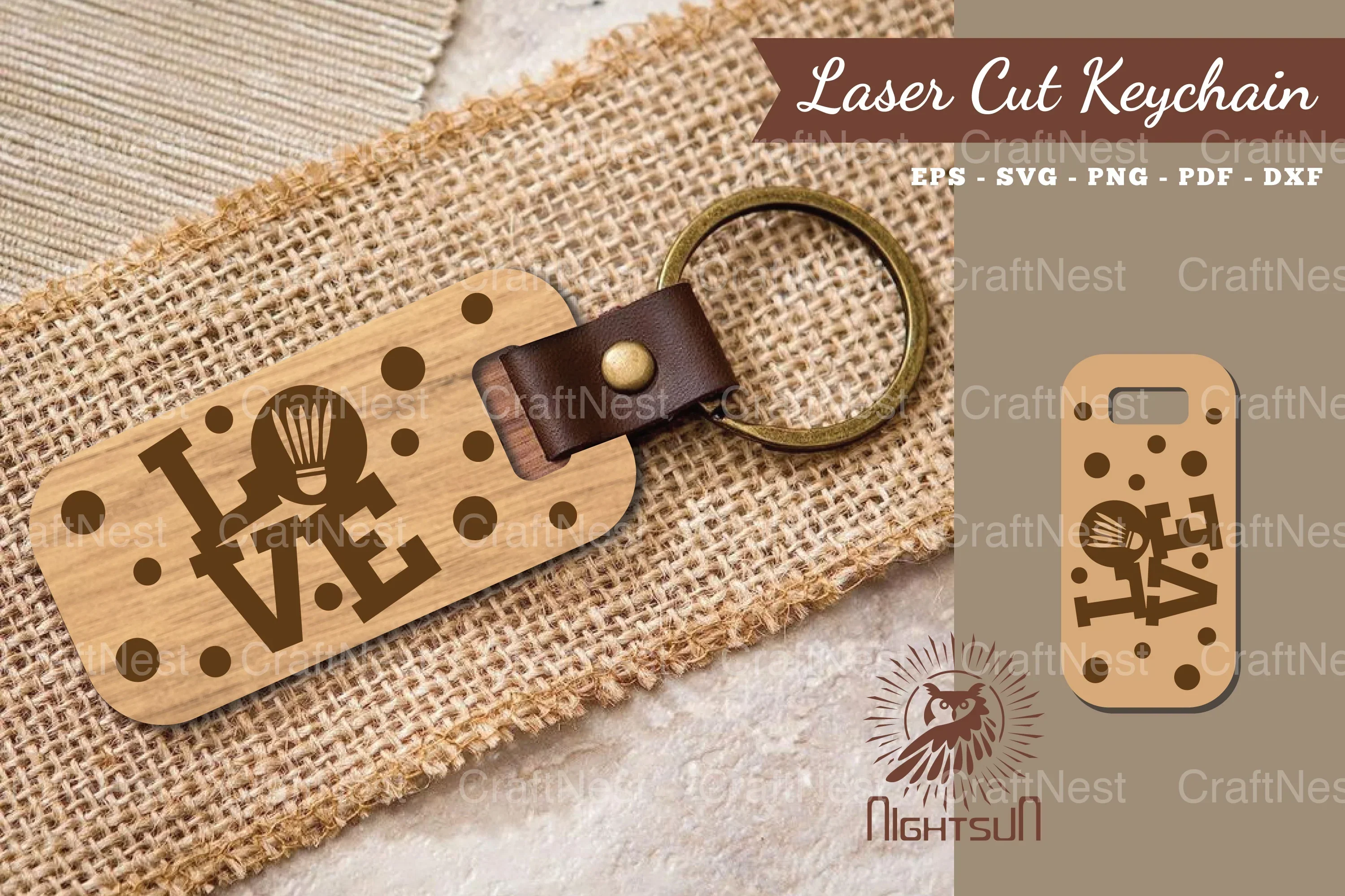 Love Badminton Laser Cut Keychain Design