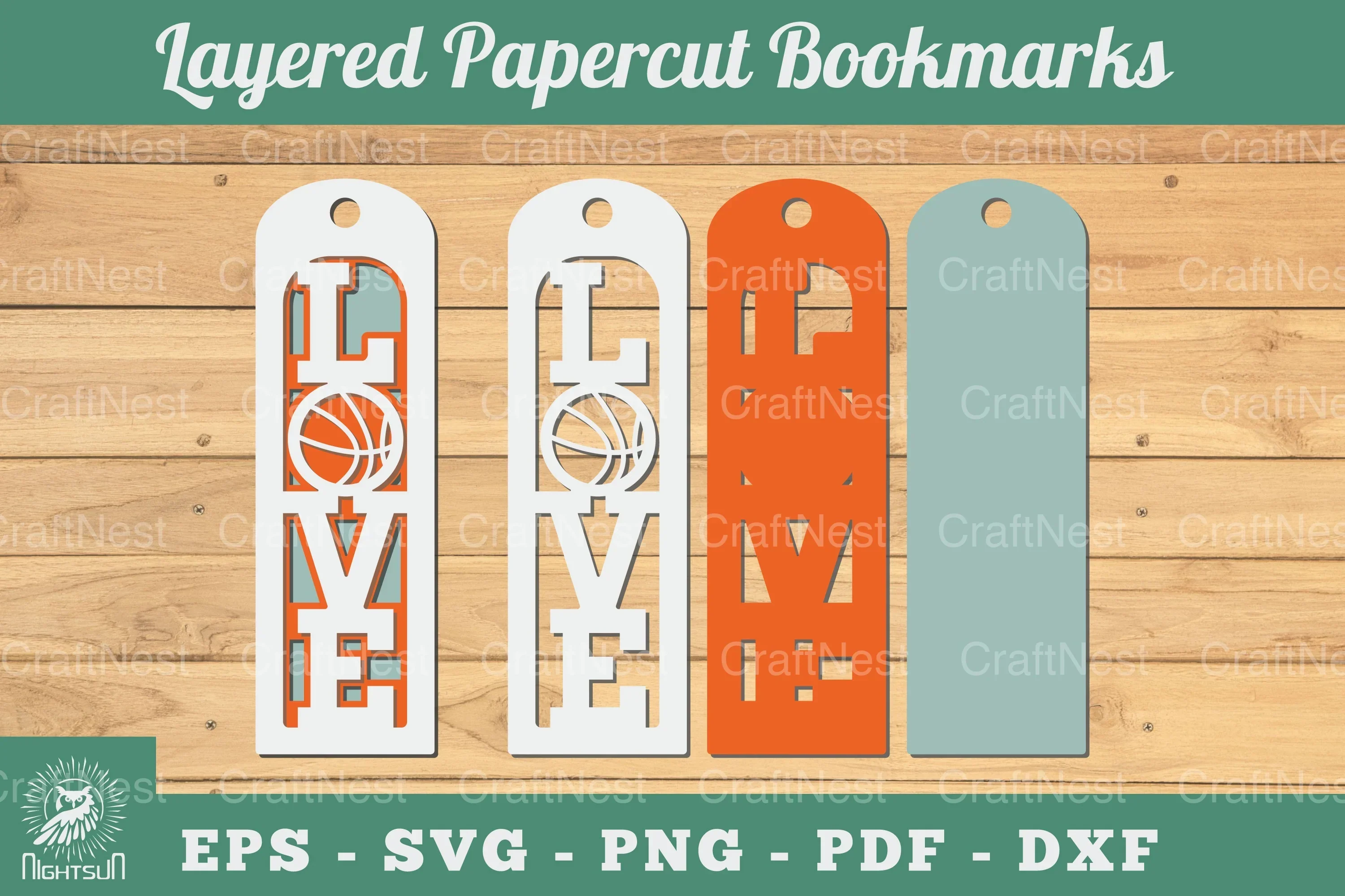 Love Basketball 3D Papercut Bookmarks Clipart Bundle