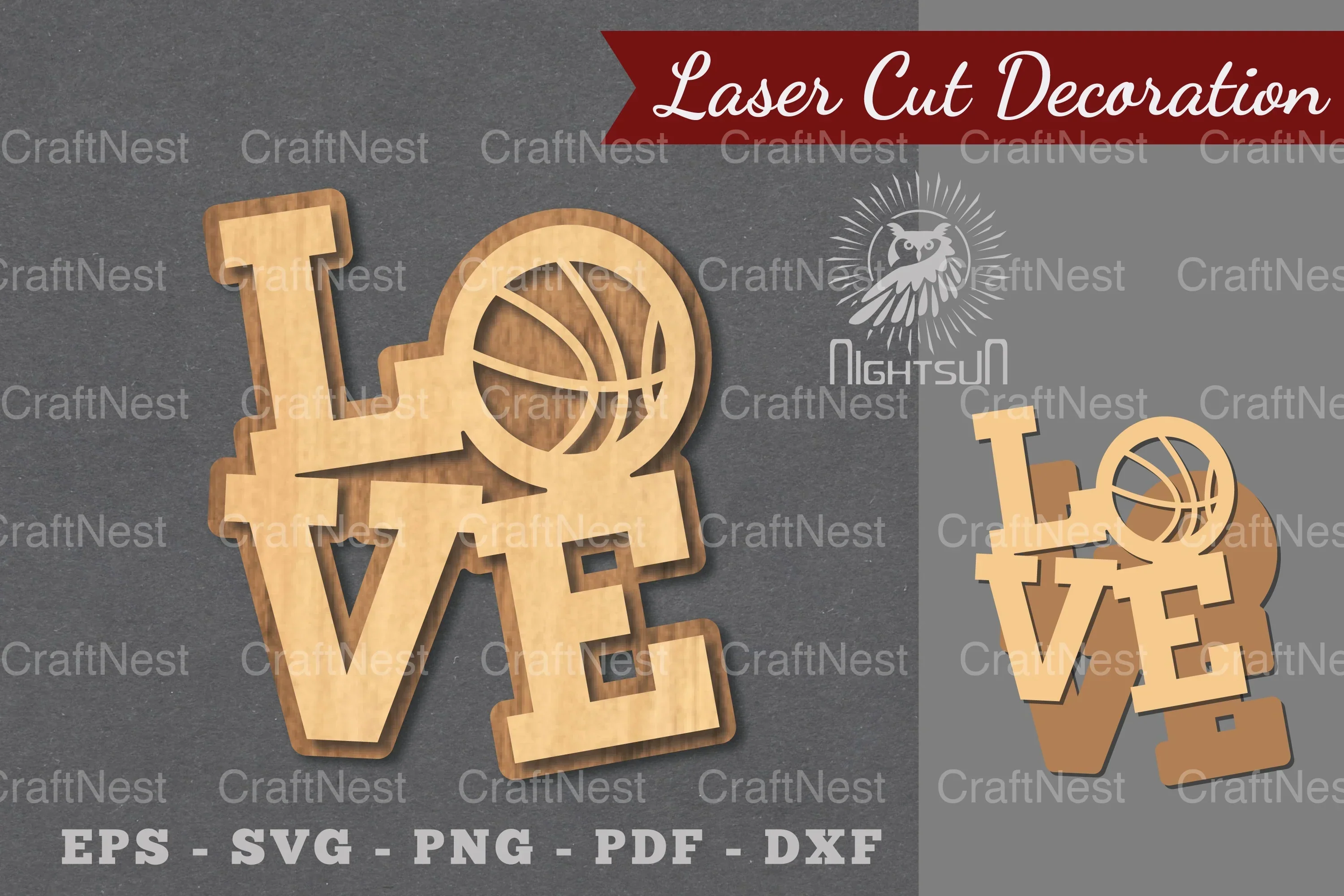 Love Basketball Laser Cut Decoration - Clipart Bundle