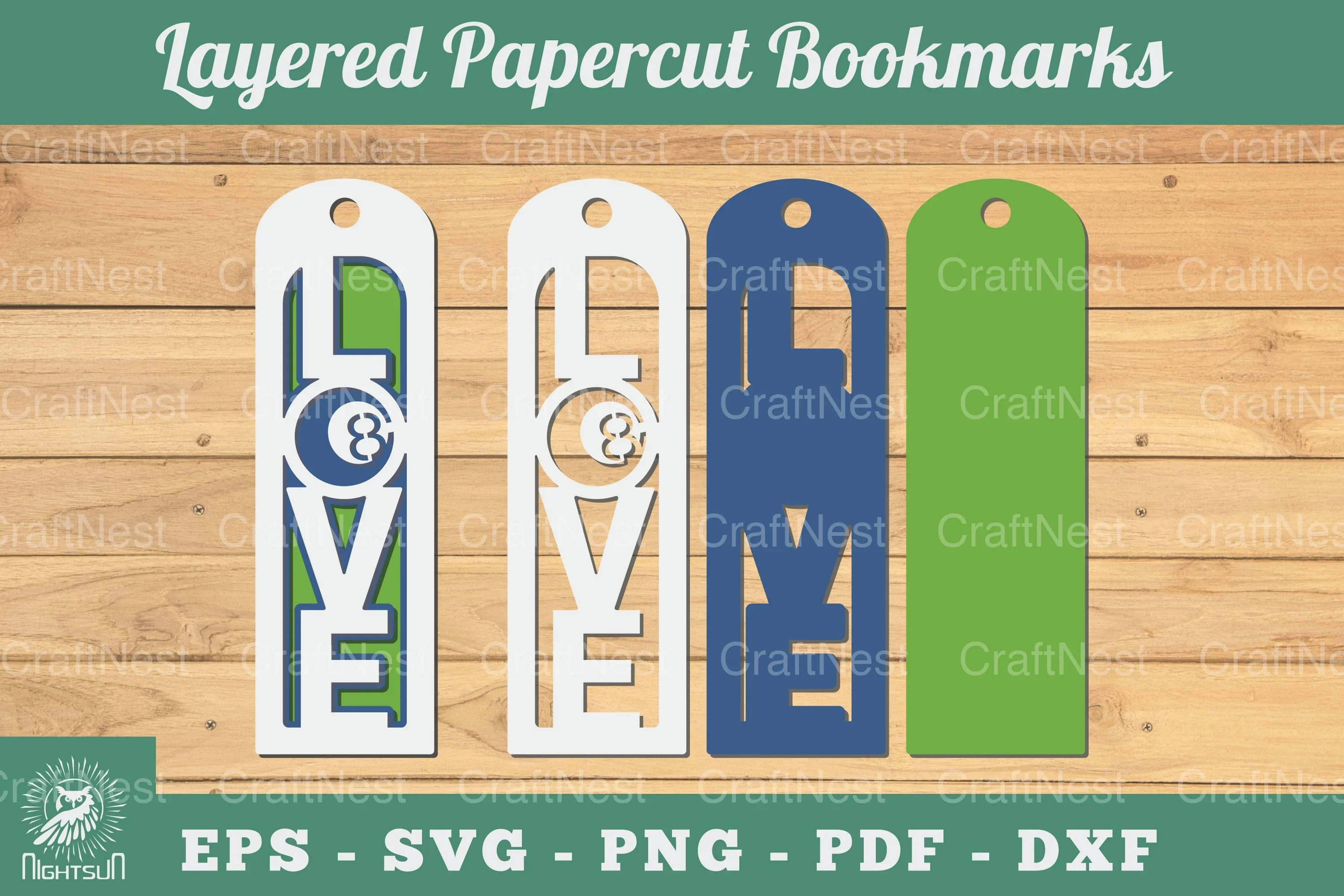 Love Billiard 3D Papercut Bookmarks Bundle